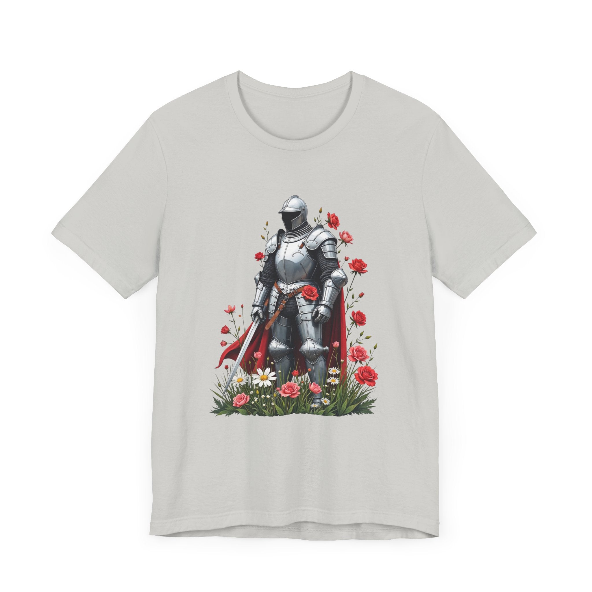Medieval Knight and Roses Graphic Shirt – Strength and Beauty