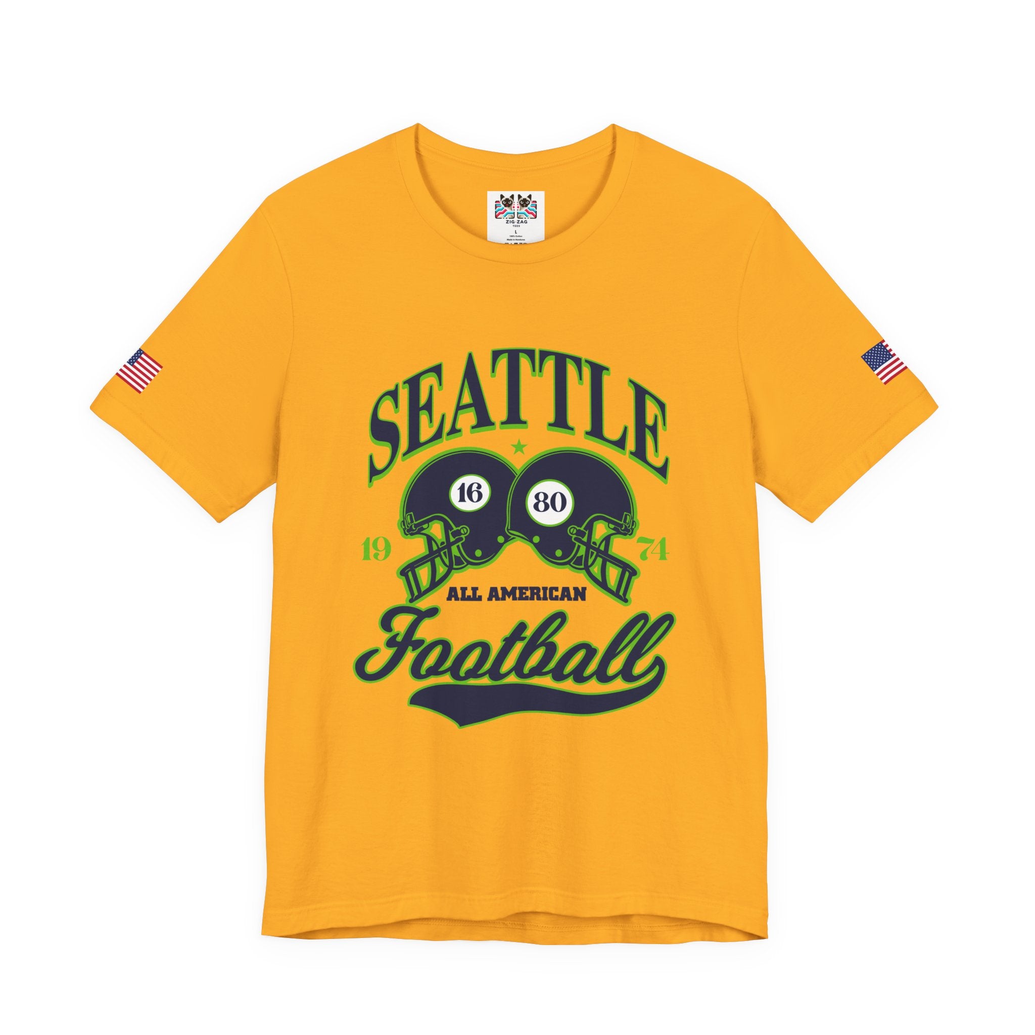 Seattle All American Football Retro Dual Helmet T-Shirt | Since 1974 Game Day Tee | Seattle Football Fan Shirt