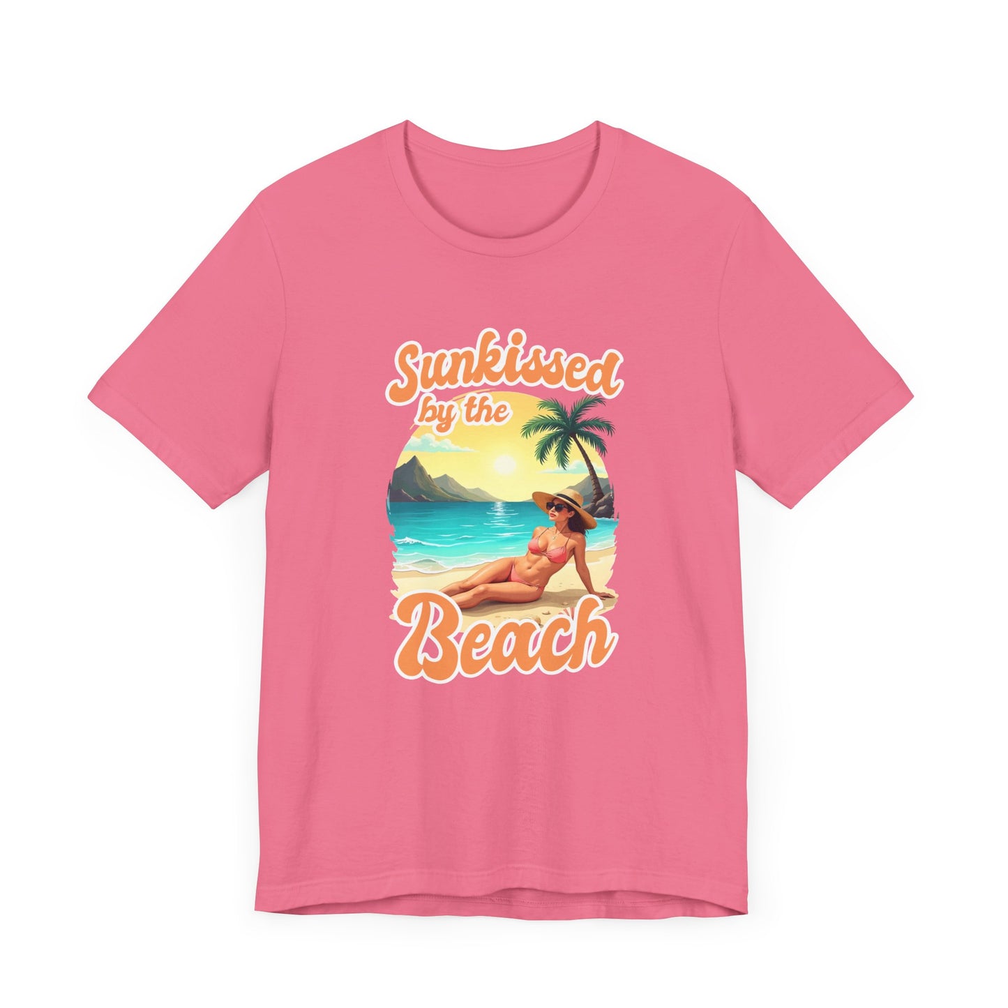 Sunkissed by the Beach – Relaxed Lady on Palm Shore Graphic T-Shirt