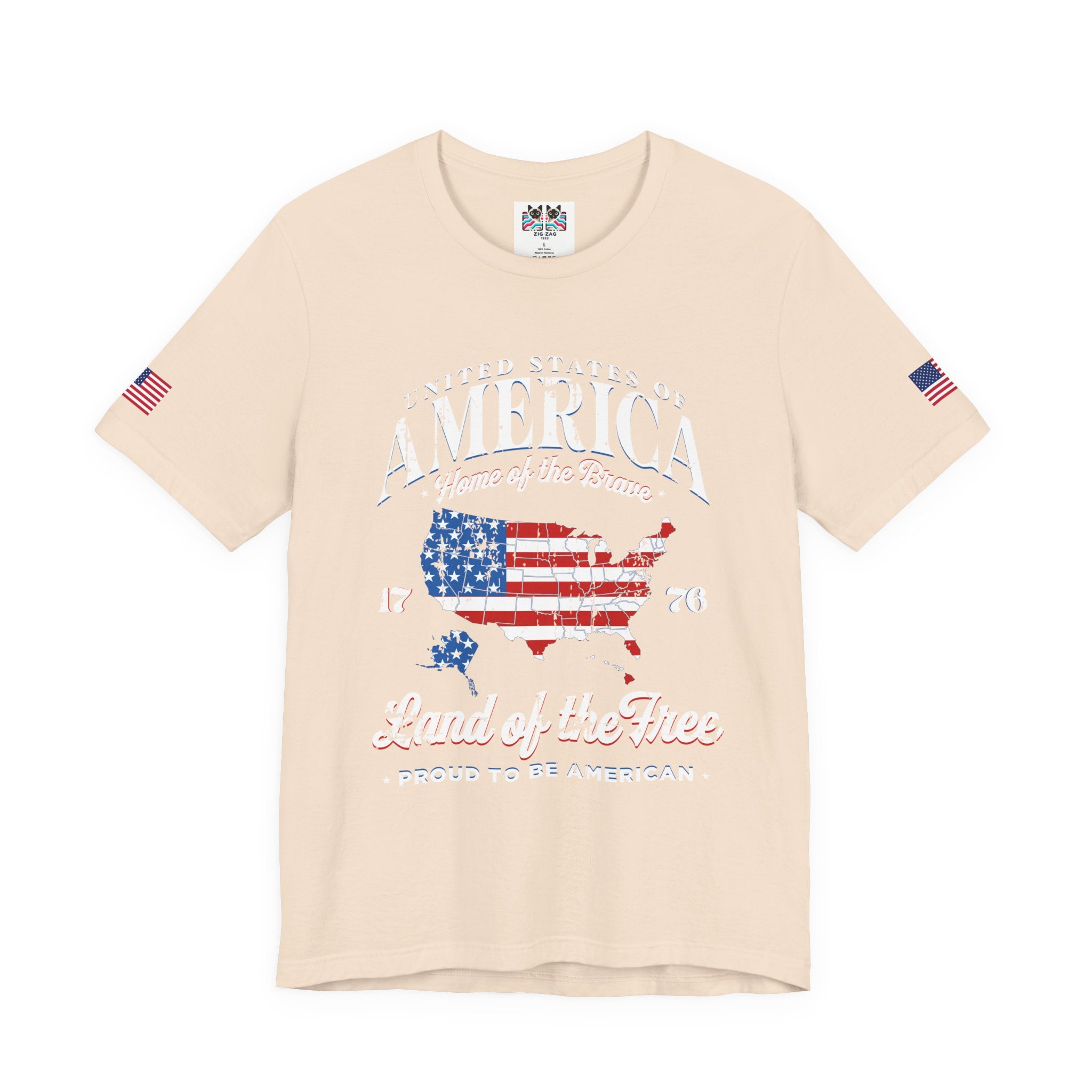 America Home of the Brave T-Shirt – USA Map 1776 Vintage Patriotic Graphic Tee