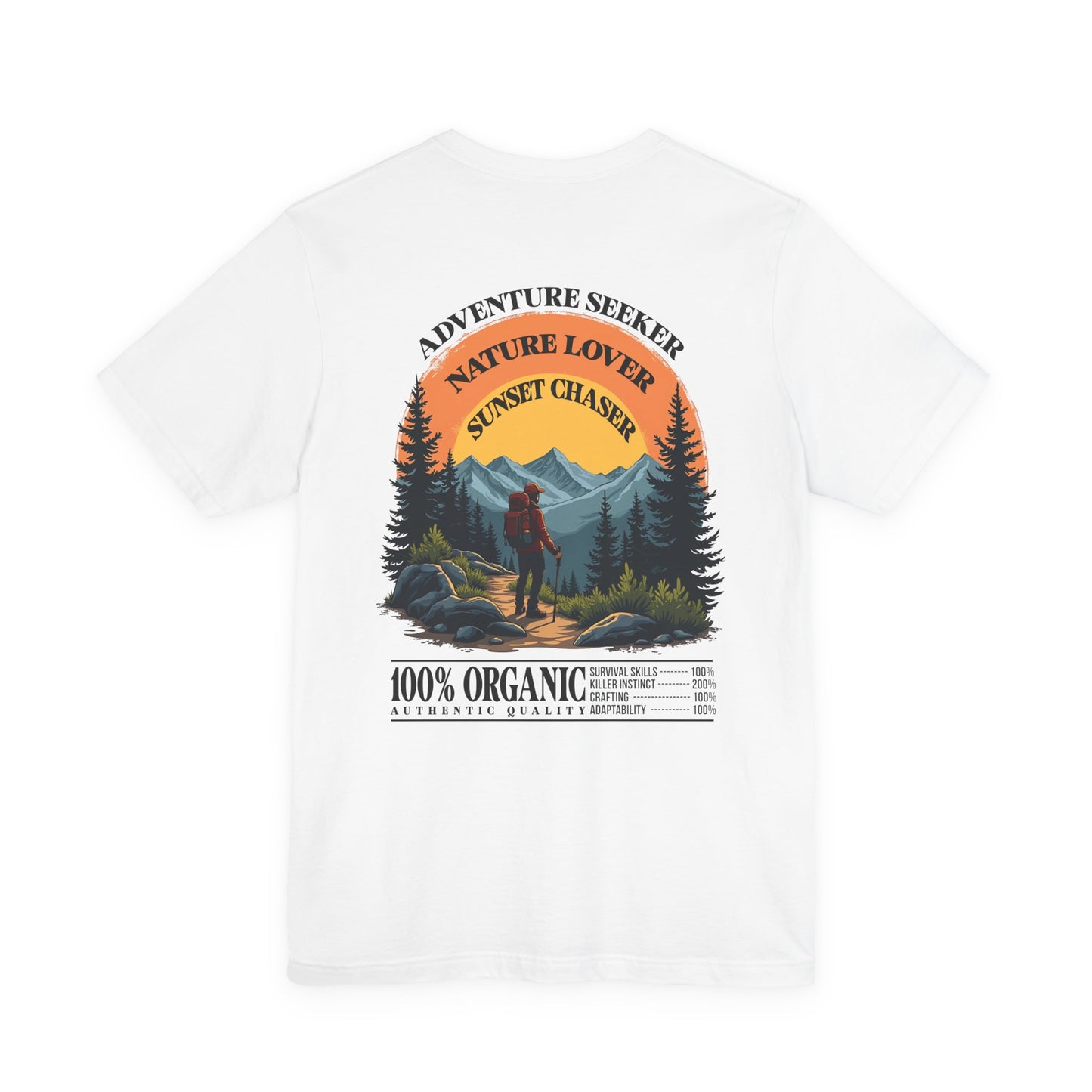 Adventure Seeker Nature Lover T-Shirt – Hiker on Mountain Edge Graphic