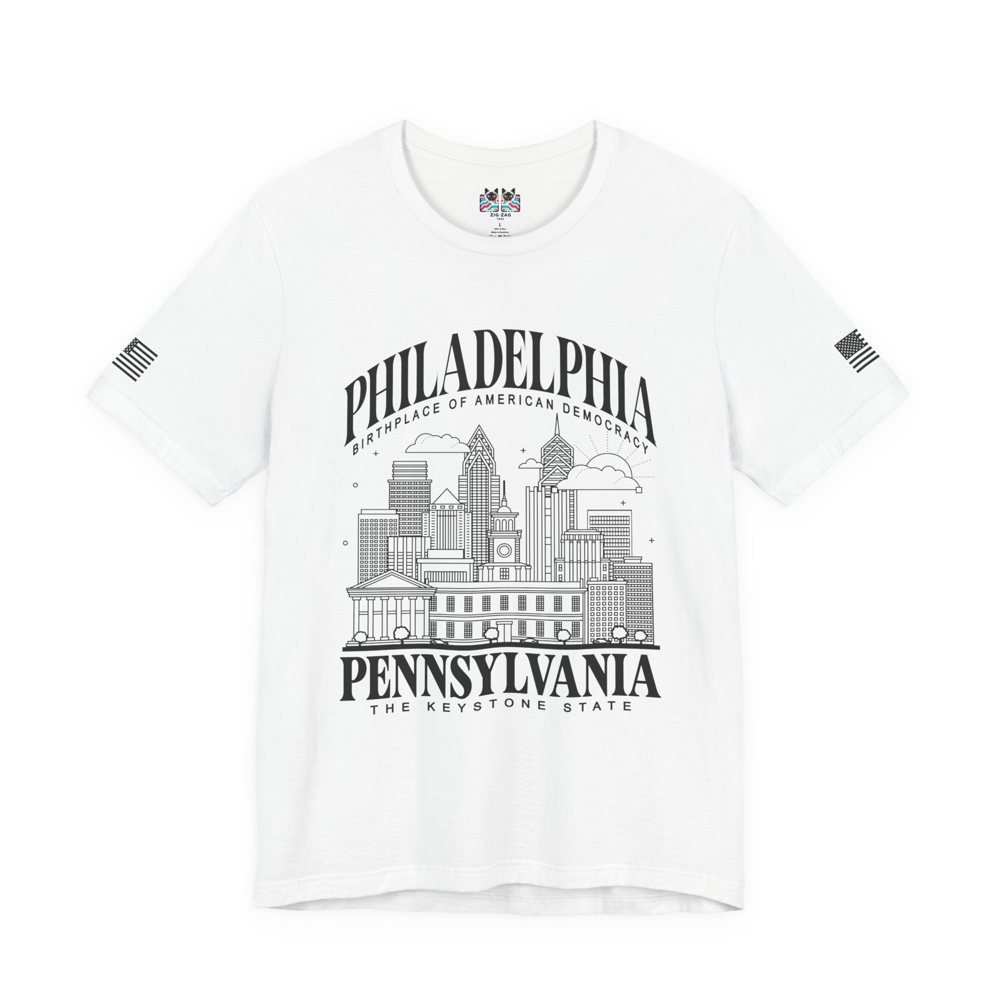 Philadelphia Pennsylvania T-Shirt – Birthplace of American Democracy Skyline Keystone State Graphic Tee
