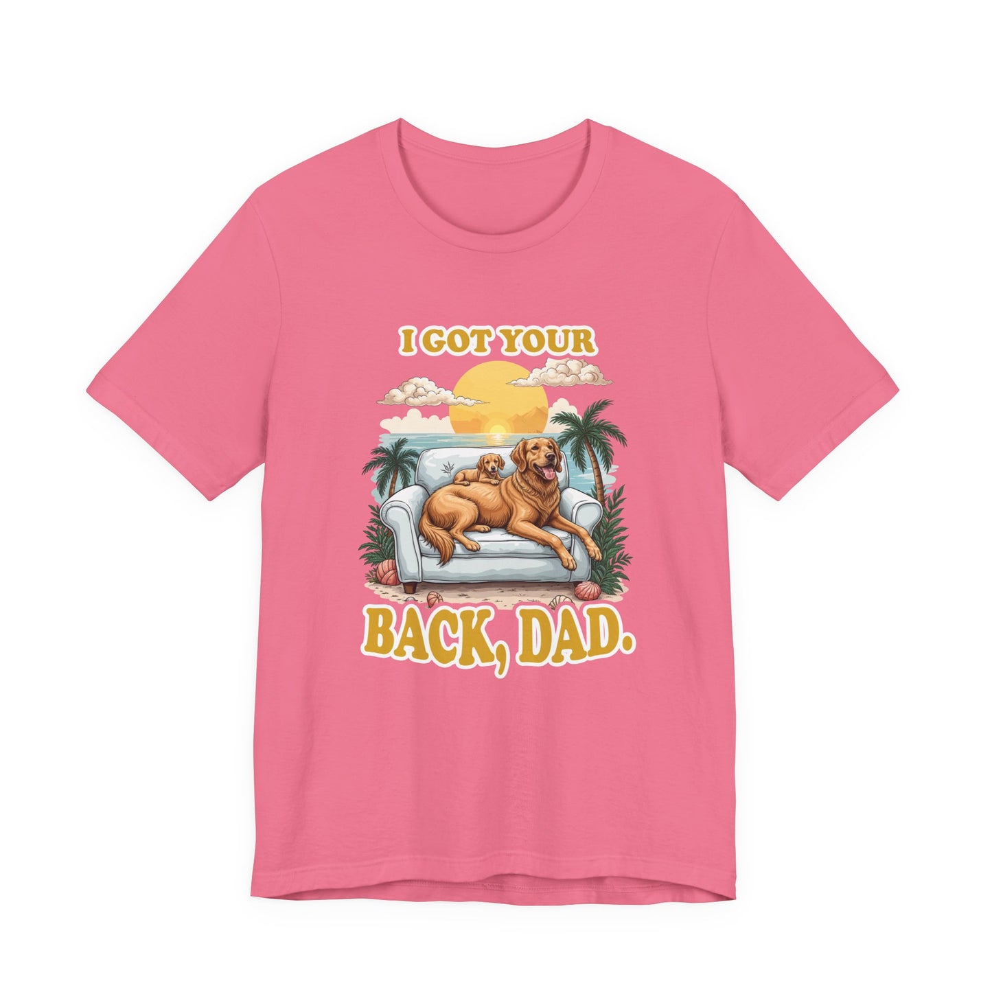 I Got Your Back Dad Tshirt Golden Retriever Father and Puppy on Couch Beach Sunset