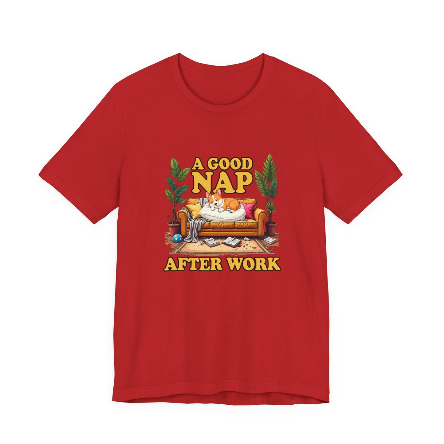A Good Nap After Work – Sleeping Dog on Sofa Graphic T-Shirt