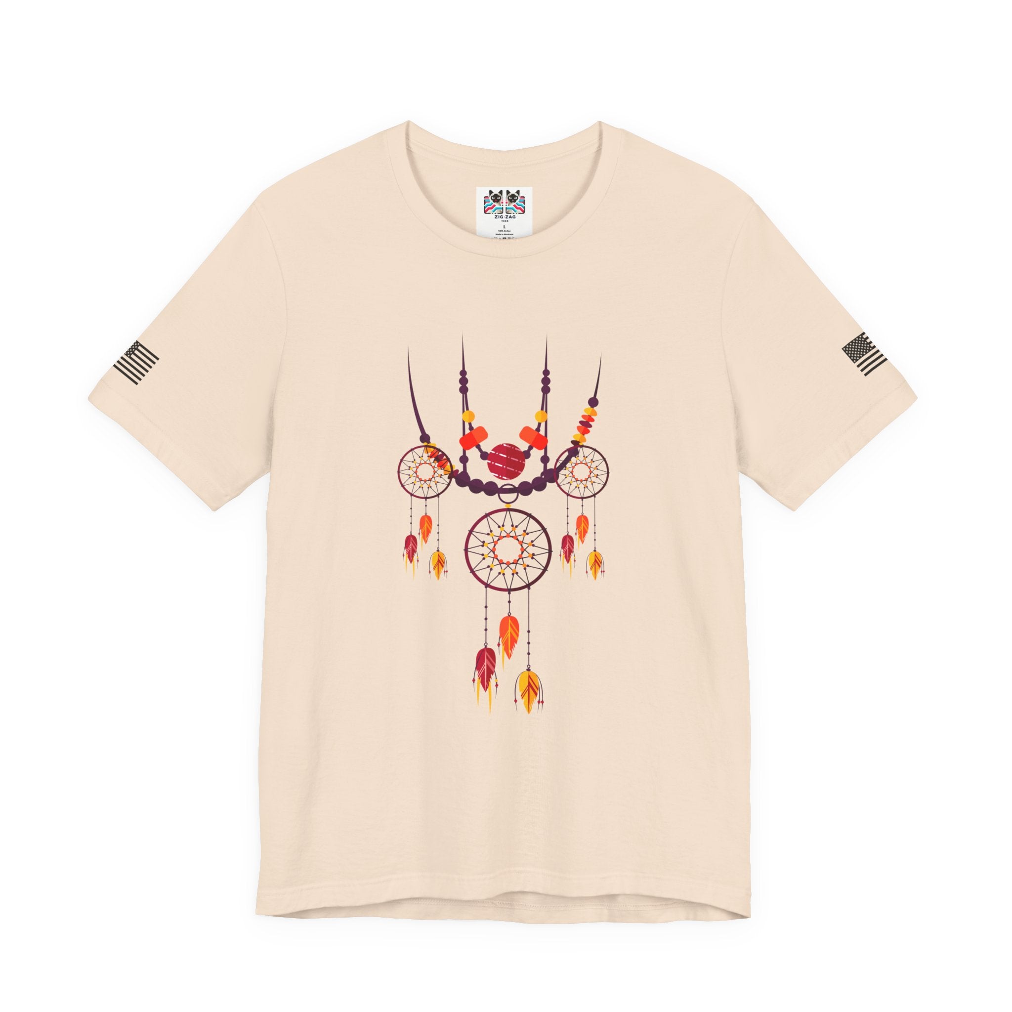 Triple Dream Catcher Necklace T-Shirt – Boho Native American Inspired Feather Tee