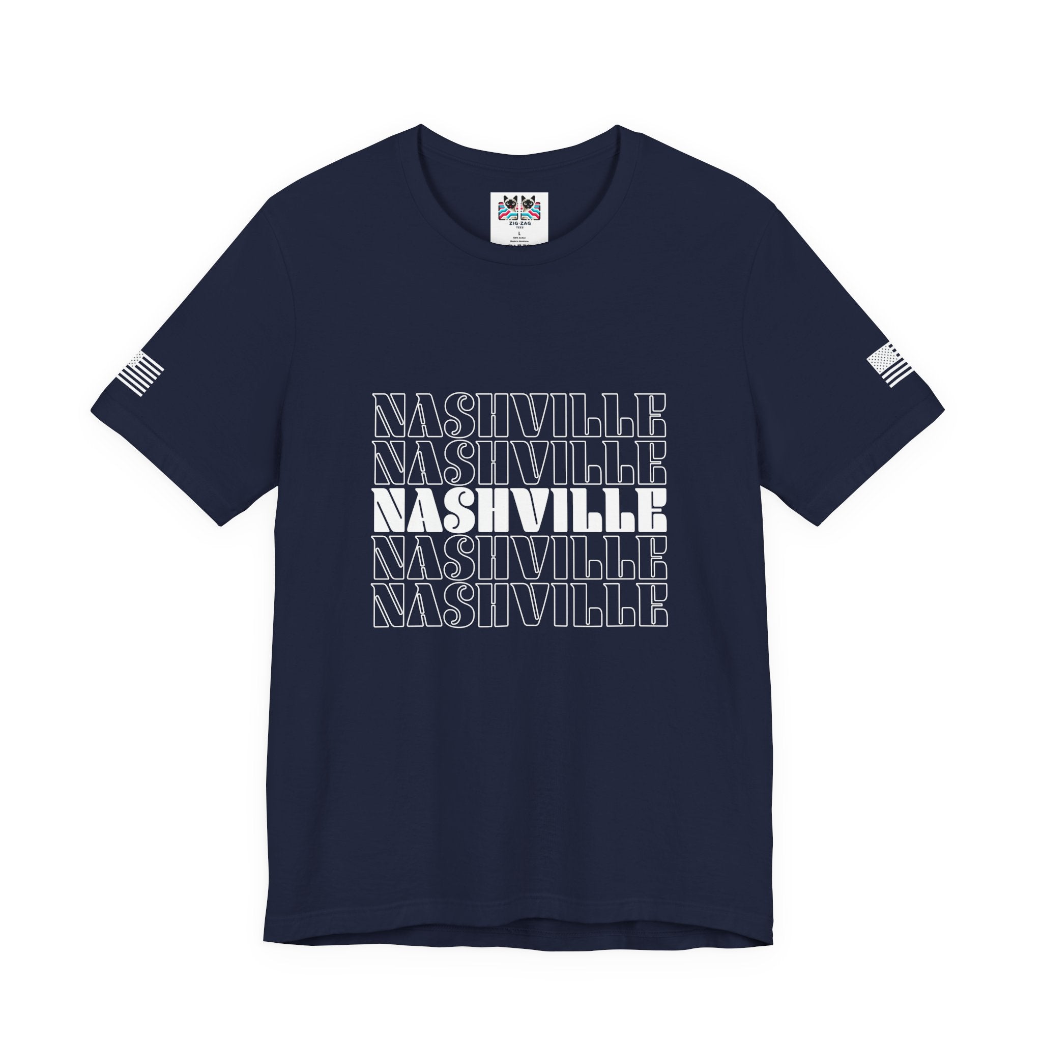 Nashville Repeat Stack T-Shirt – Bold Retro Stacked Typography Tee