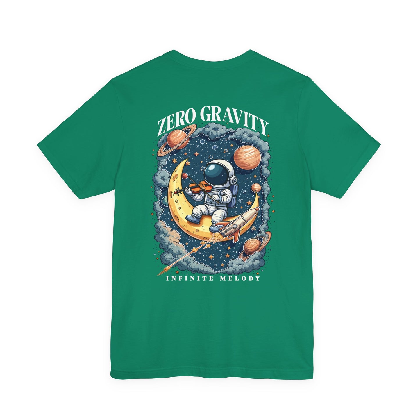 Zero Gravity Infinite Melody T-Shirt – Astronaut Violinist on Crescent Moon