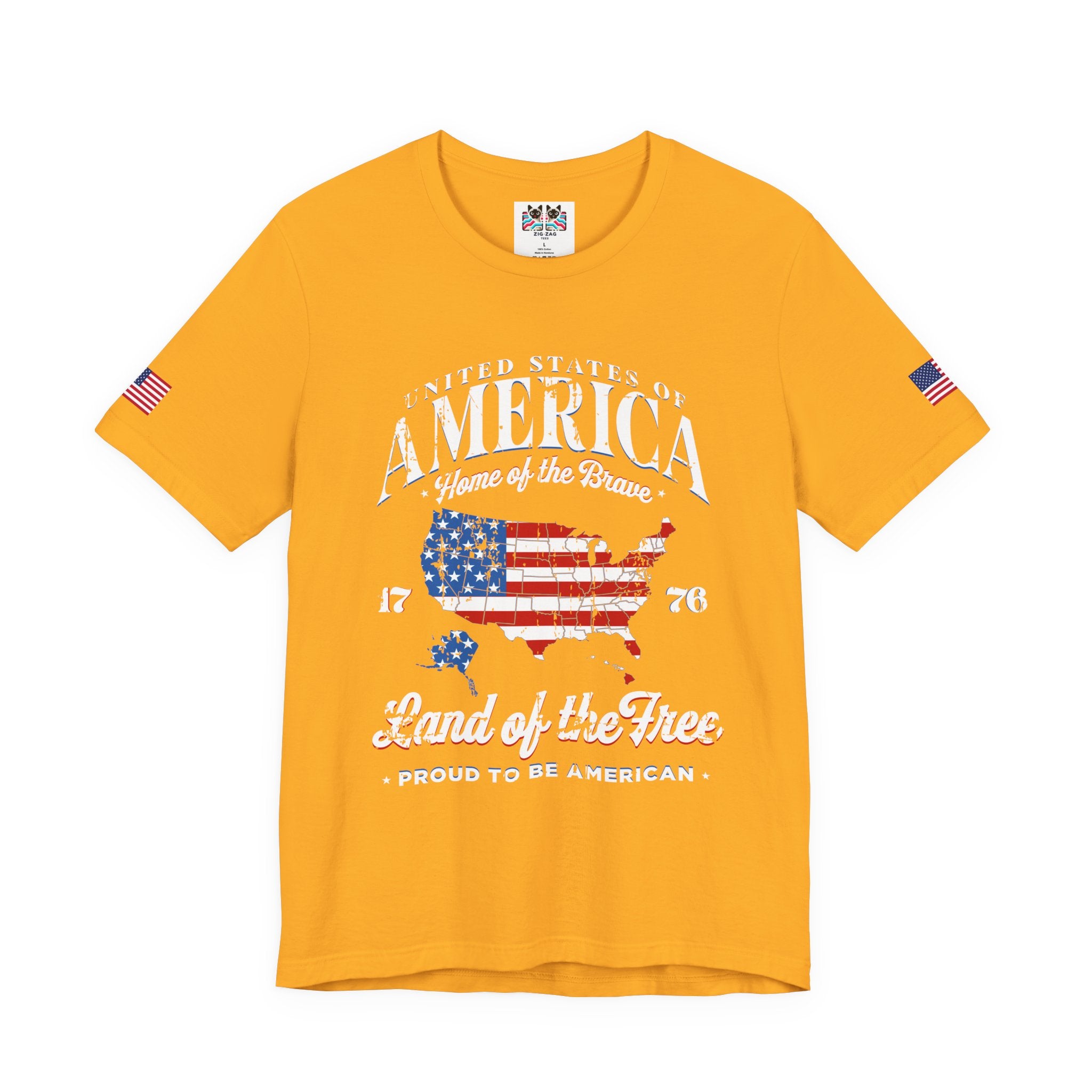 America Home of the Brave T-Shirt – USA Map 1776 Vintage Patriotic Graphic Tee