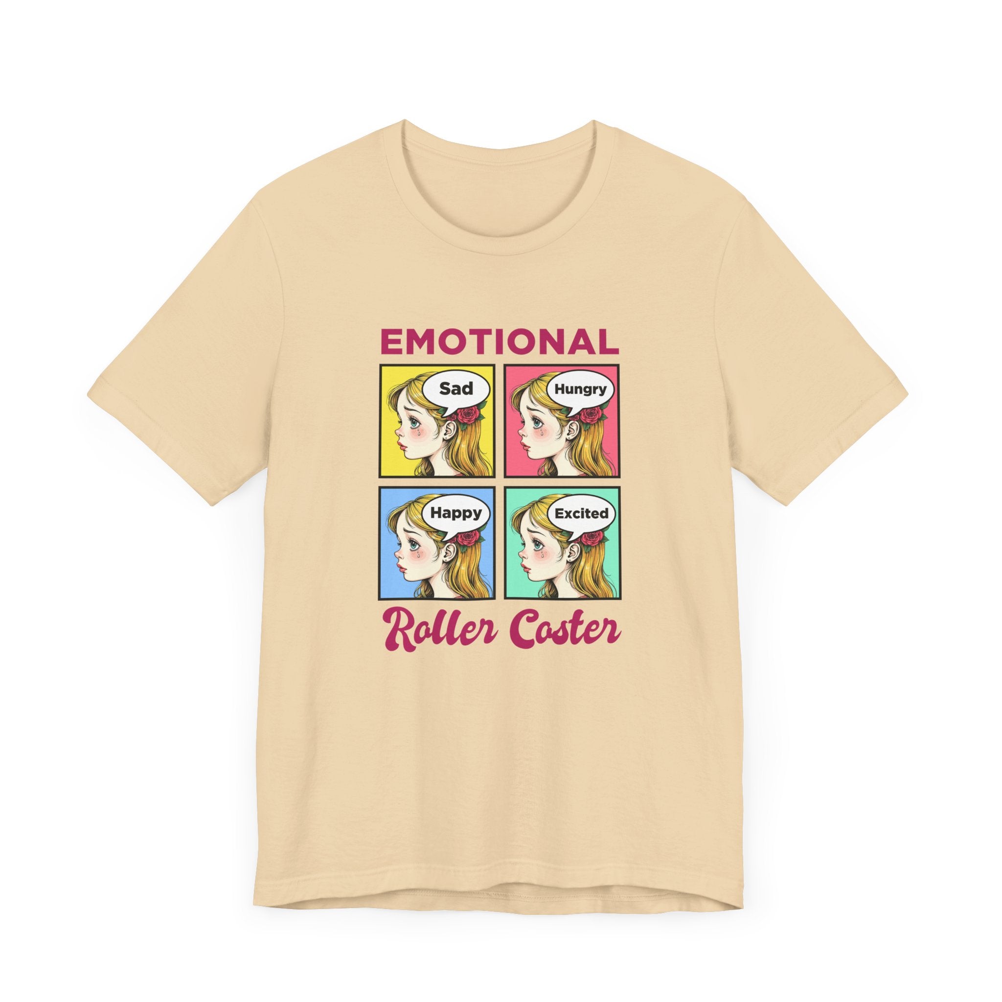 Emotional Roller Coaster – Four Faces, One Journey Graphic T-Shirt