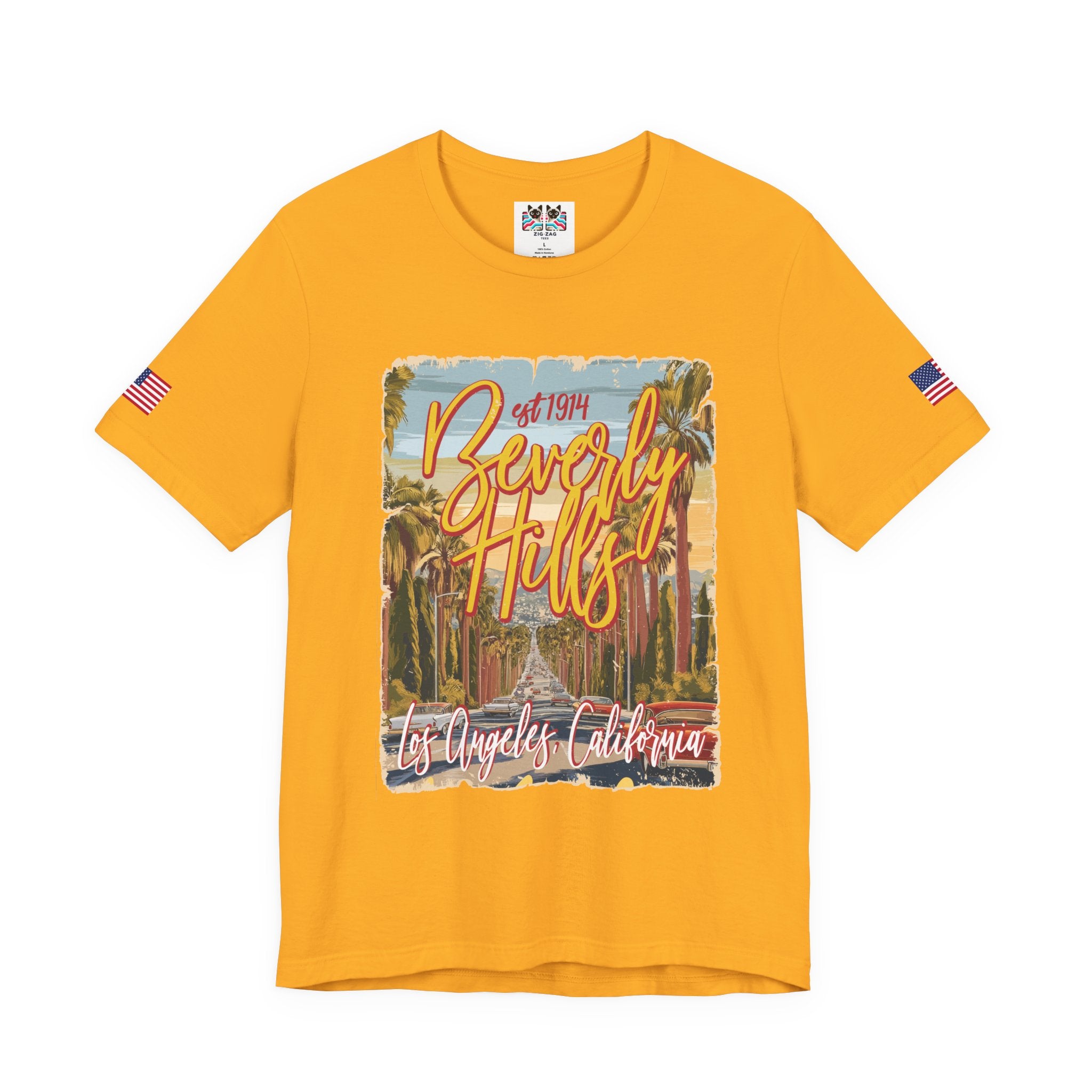 Beverly Hills EST 1914 T-Shirt – Los Angeles California Palm Tree Boulevard Illustrated Tee