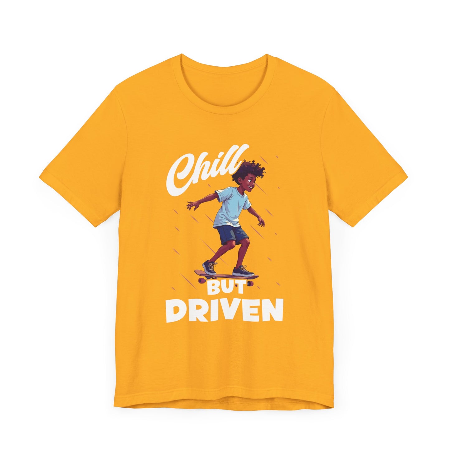 Chill but Driven – Happy Boy on Skateboard Graphic T-Shirt