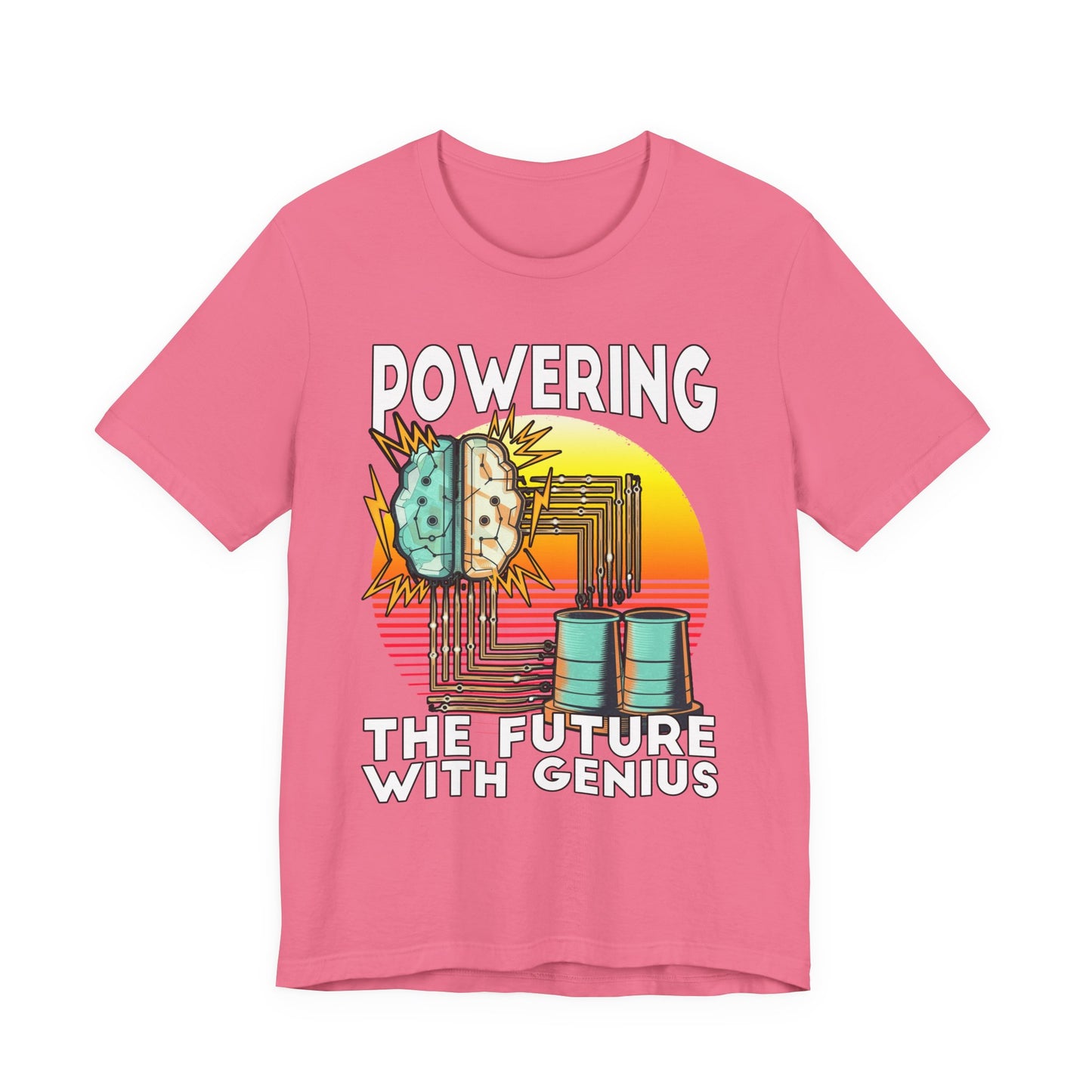 Powering the Future with Genius Tshirt – AI Brain and Tesla Turbines Graphic