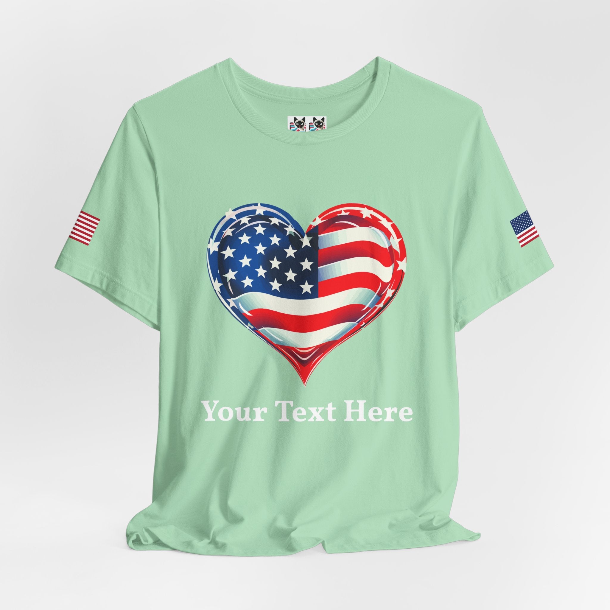 Custom T-Shirt - American Flag Heart T-Shirt – Love USA Patriotic Pride Graphic Tee