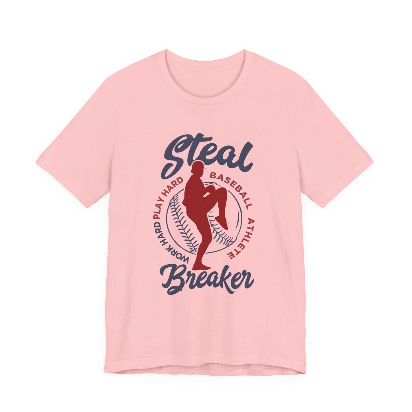 Baseball tshirt - Steal Breaker Tshirt Baseball Player Throwing Ball with Baseball Outline and Text Baseball Athlete