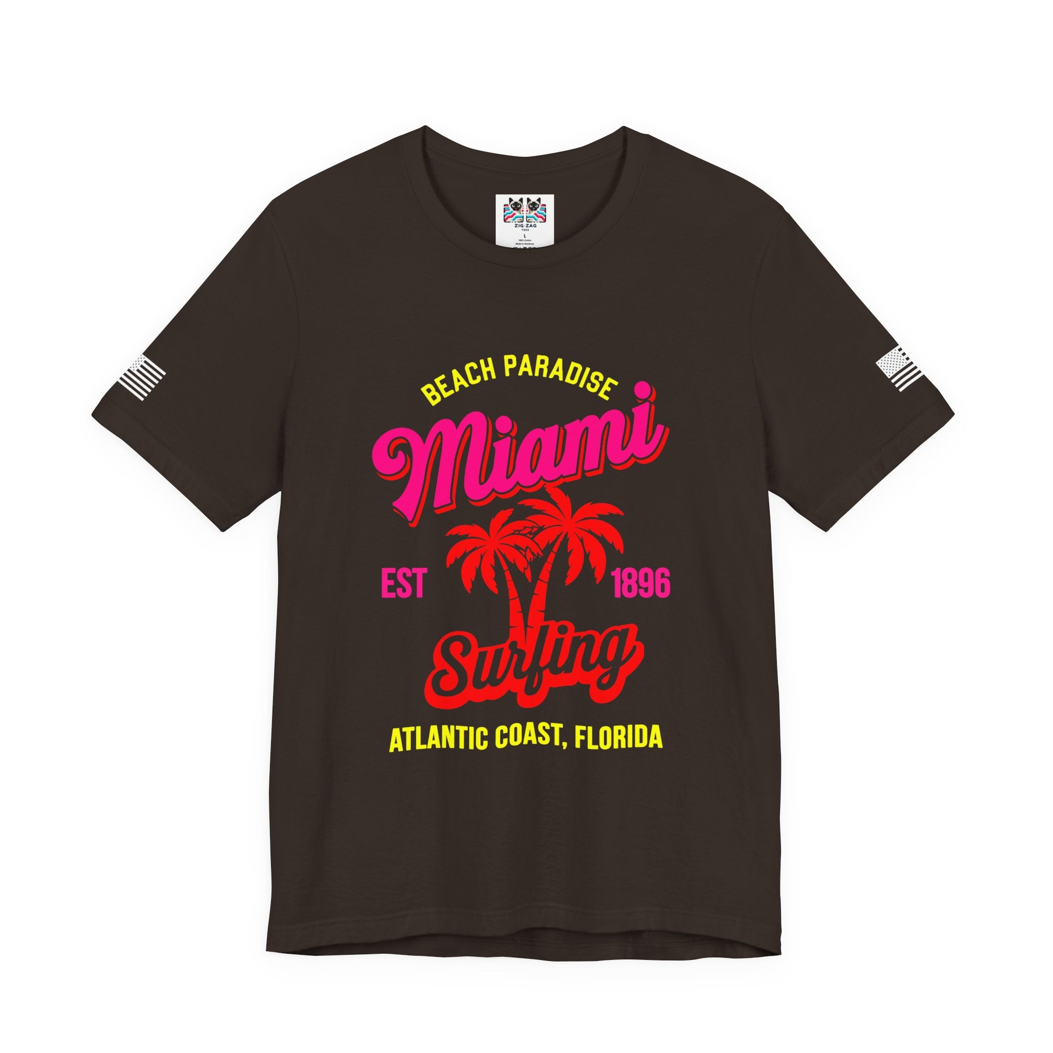 Miami Beach Paradise Surfing T-Shirt – EST 1896 Atlantic Coast Florida Retro Tee