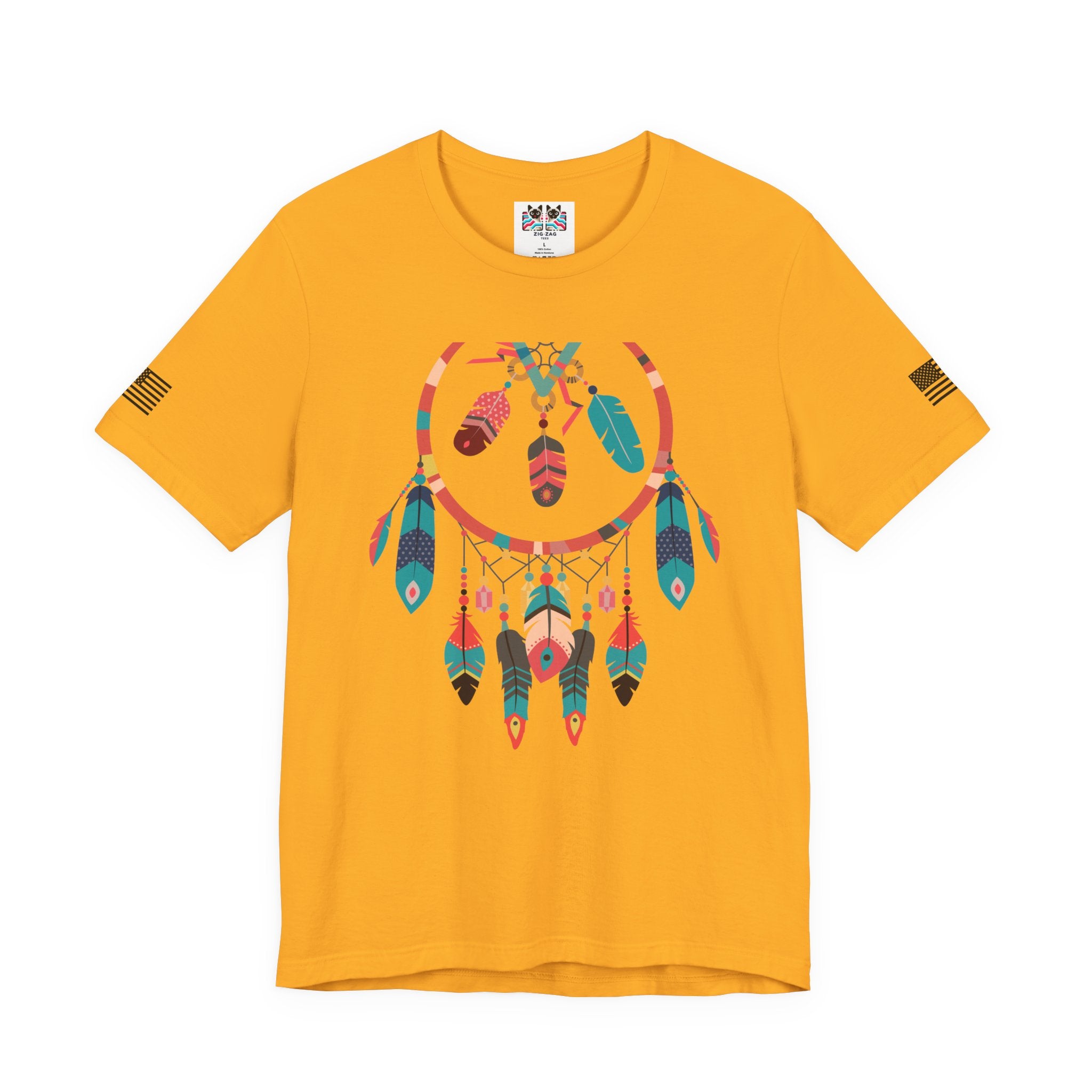 Dream Catcher Graphic T-Shirt – Vibrant Boho Feathers Spiritual Native Inspired Tee