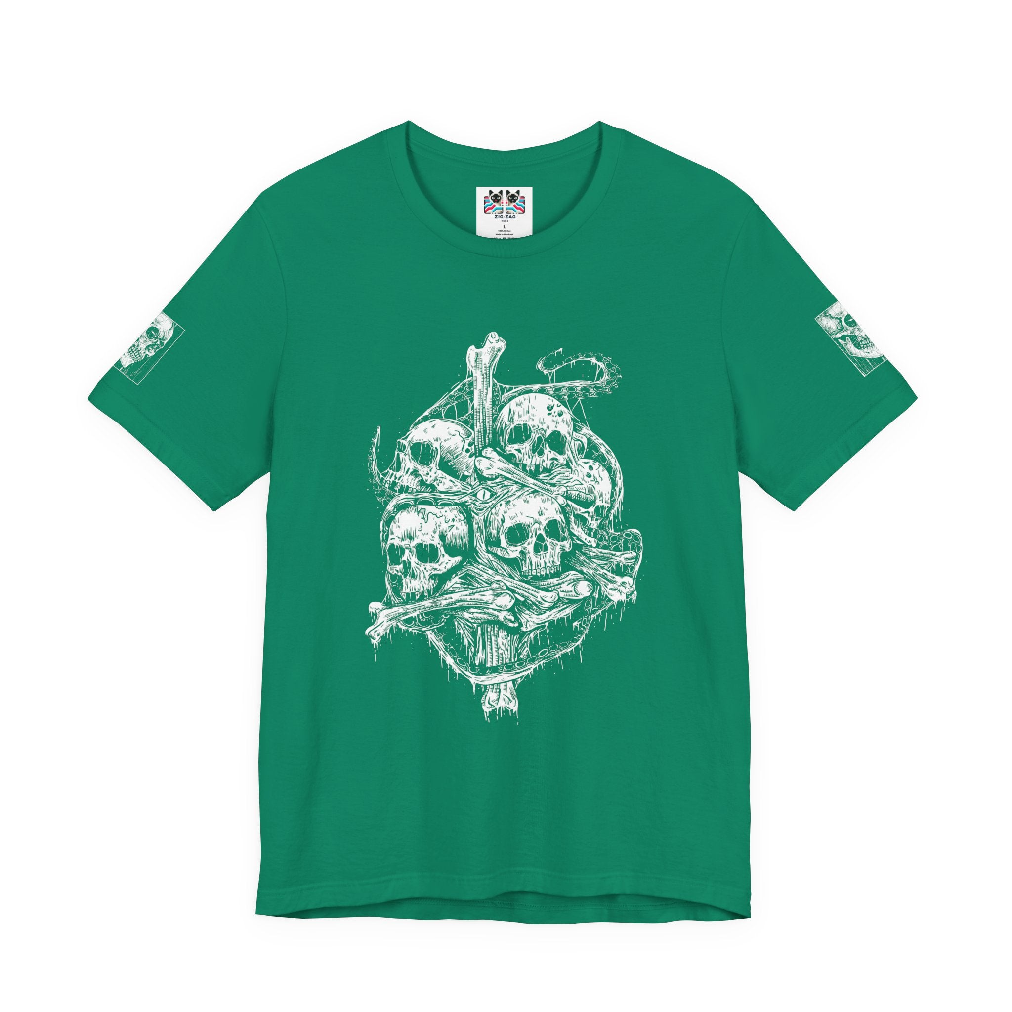 Gothic Skull Pile T-Shirt – Dark Horror Skeleton Art Graphic Tee