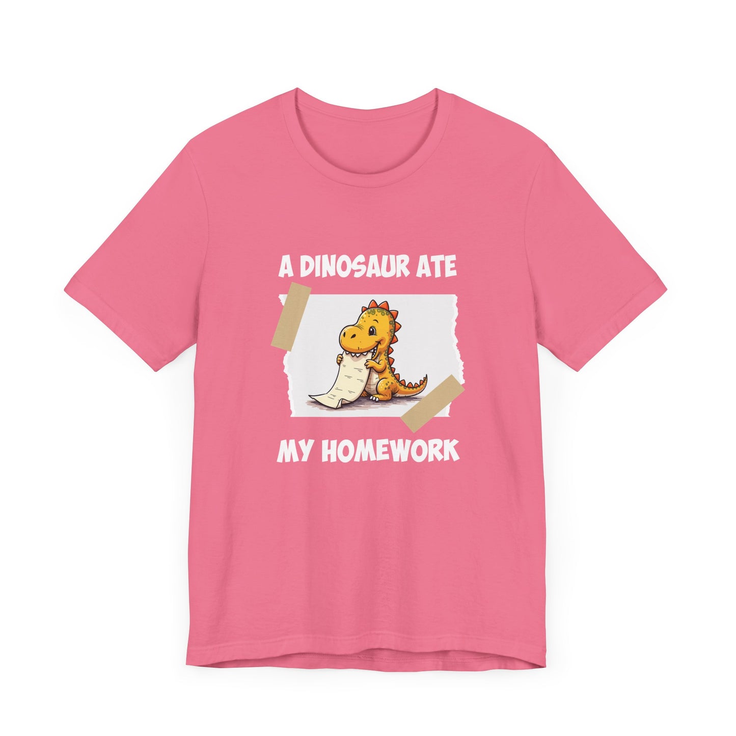 Homework Excuse T-Shirt – Cute Dino Eating Homework Graphic