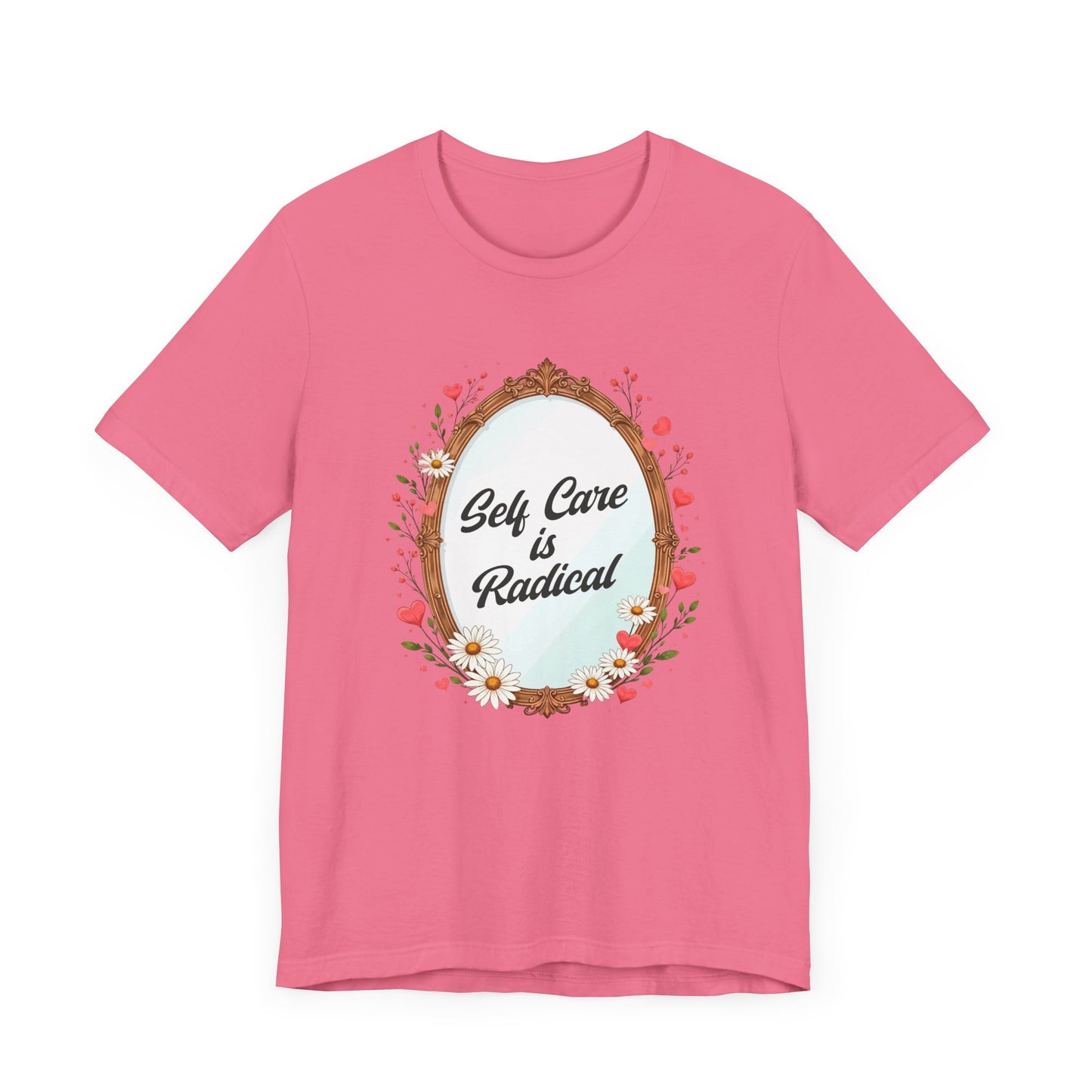 Self Care Is Radical – Floral Oval Mirror Graphic T-Shirt