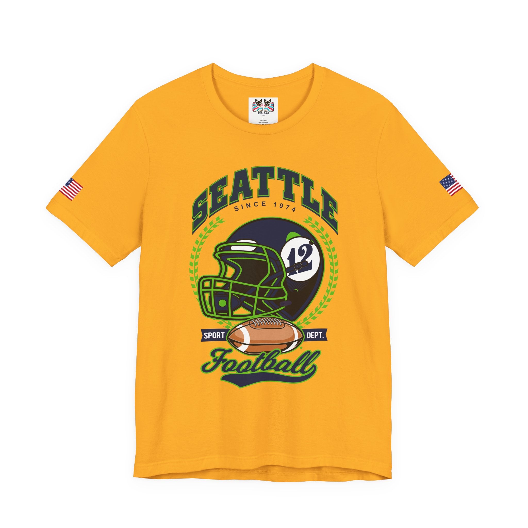 Seattle Since 1974 Football Helmet Sport Dept Graphic T-Shirt | Seahawks Fan Tee | Seattle Football Game Day Shirt