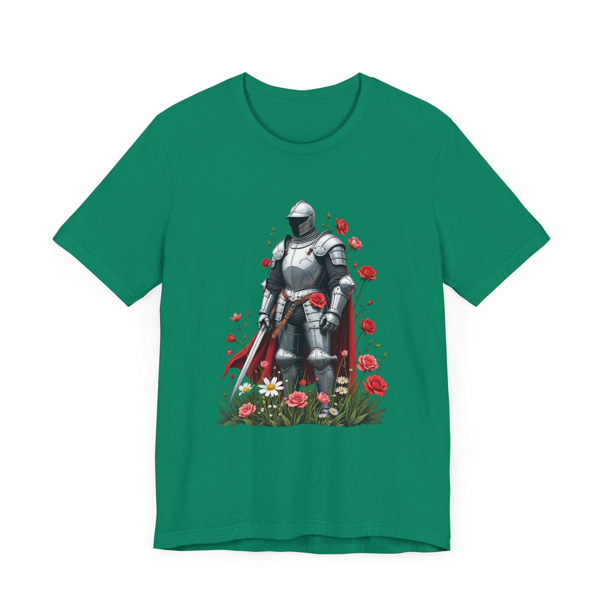 Medieval Knight and Roses Graphic Shirt – Strength and Beauty