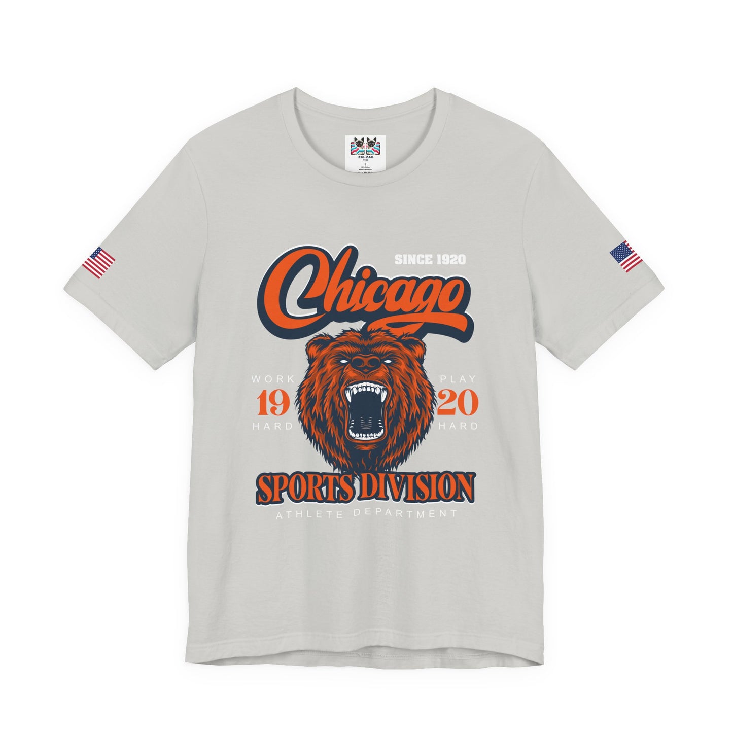 Chicago Sports Division T-Shirt - Since 1920 Bear Mascot Work Hard Play Hard