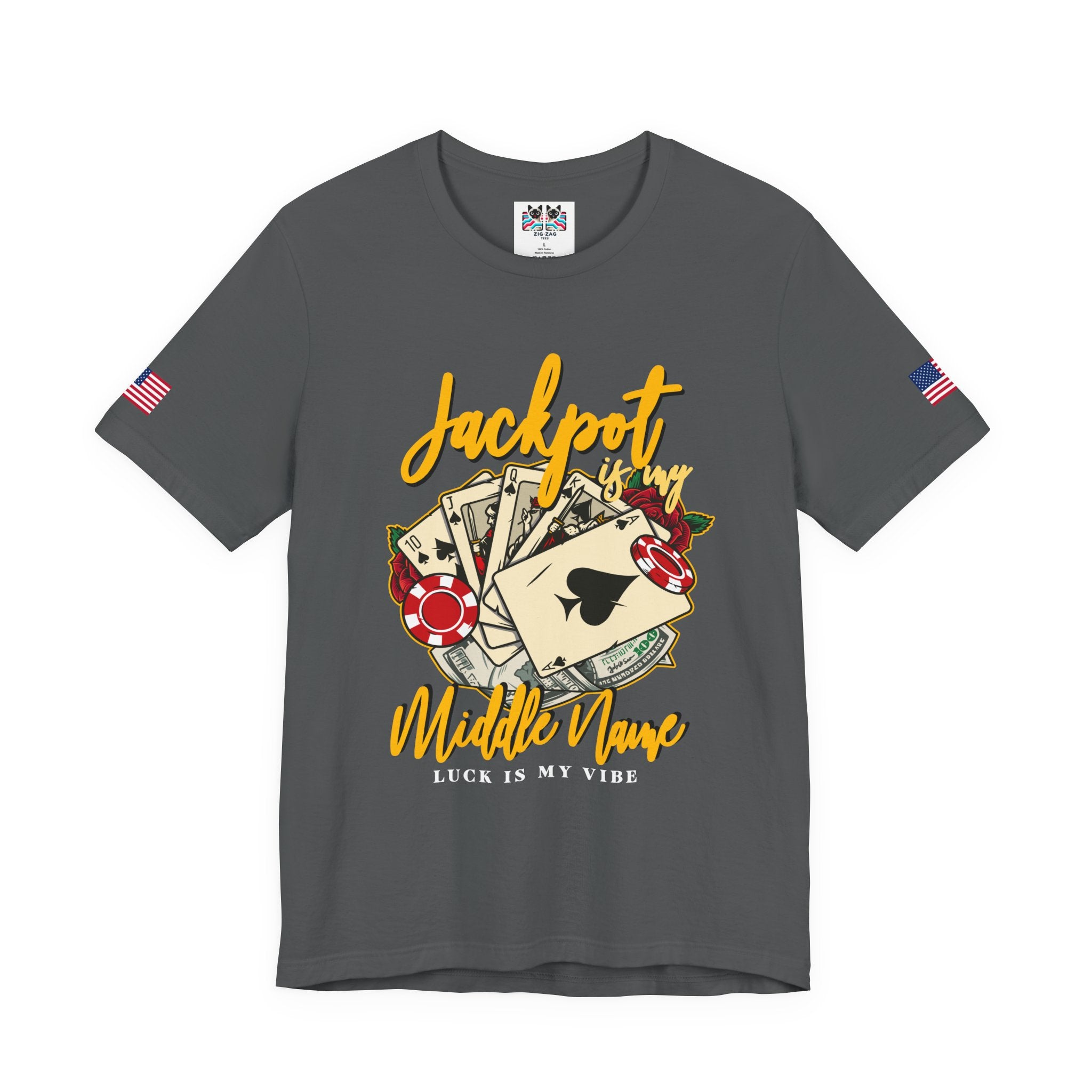 Jackpot Is My Middle Name T-Shirt – Lucky Casino Poker Cards Vegas Tee