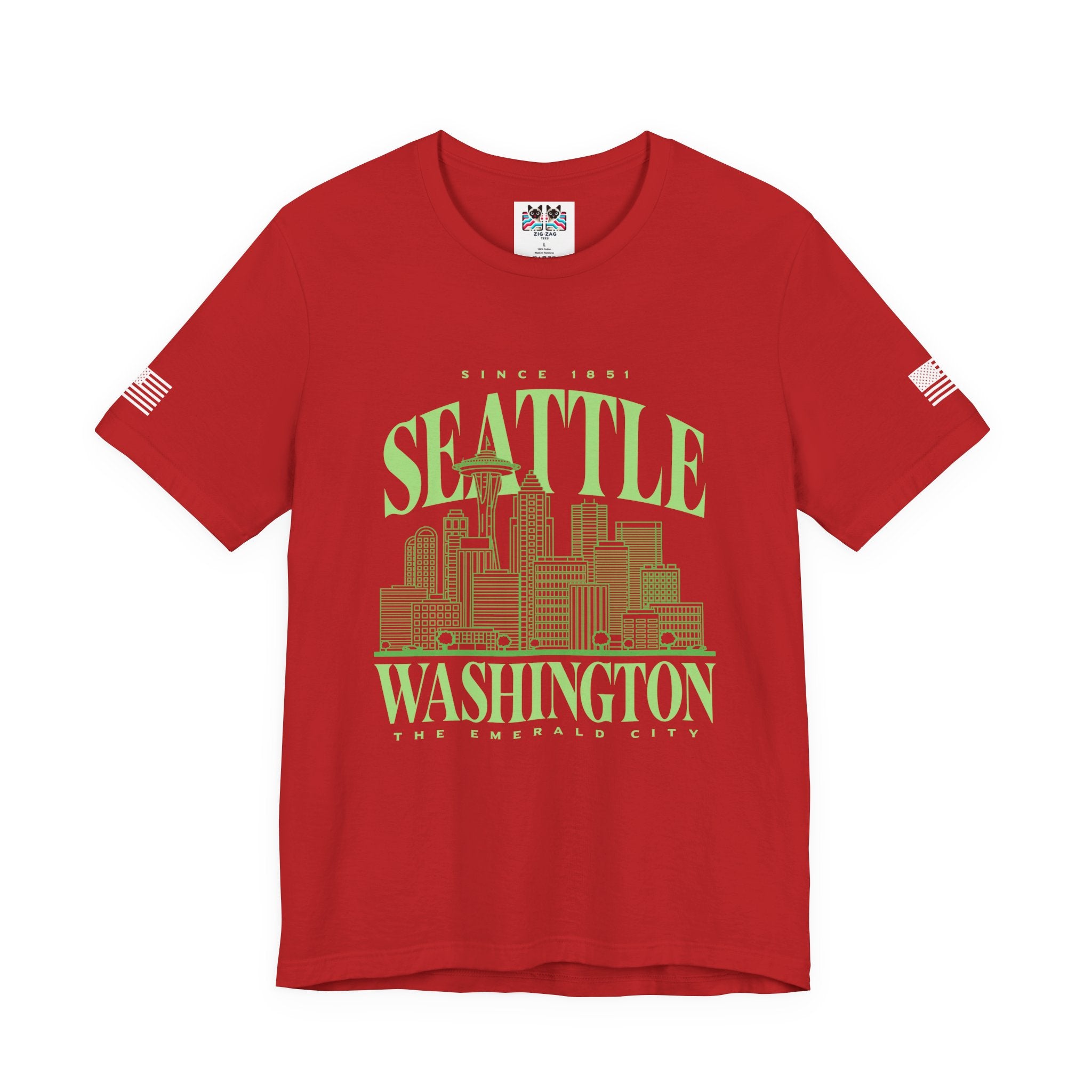 Seattle Washington The Emerald City Since 1851 Skyline Graphic T-Shirt | Seattle Pride Tee | Pacific Northwest Shirt