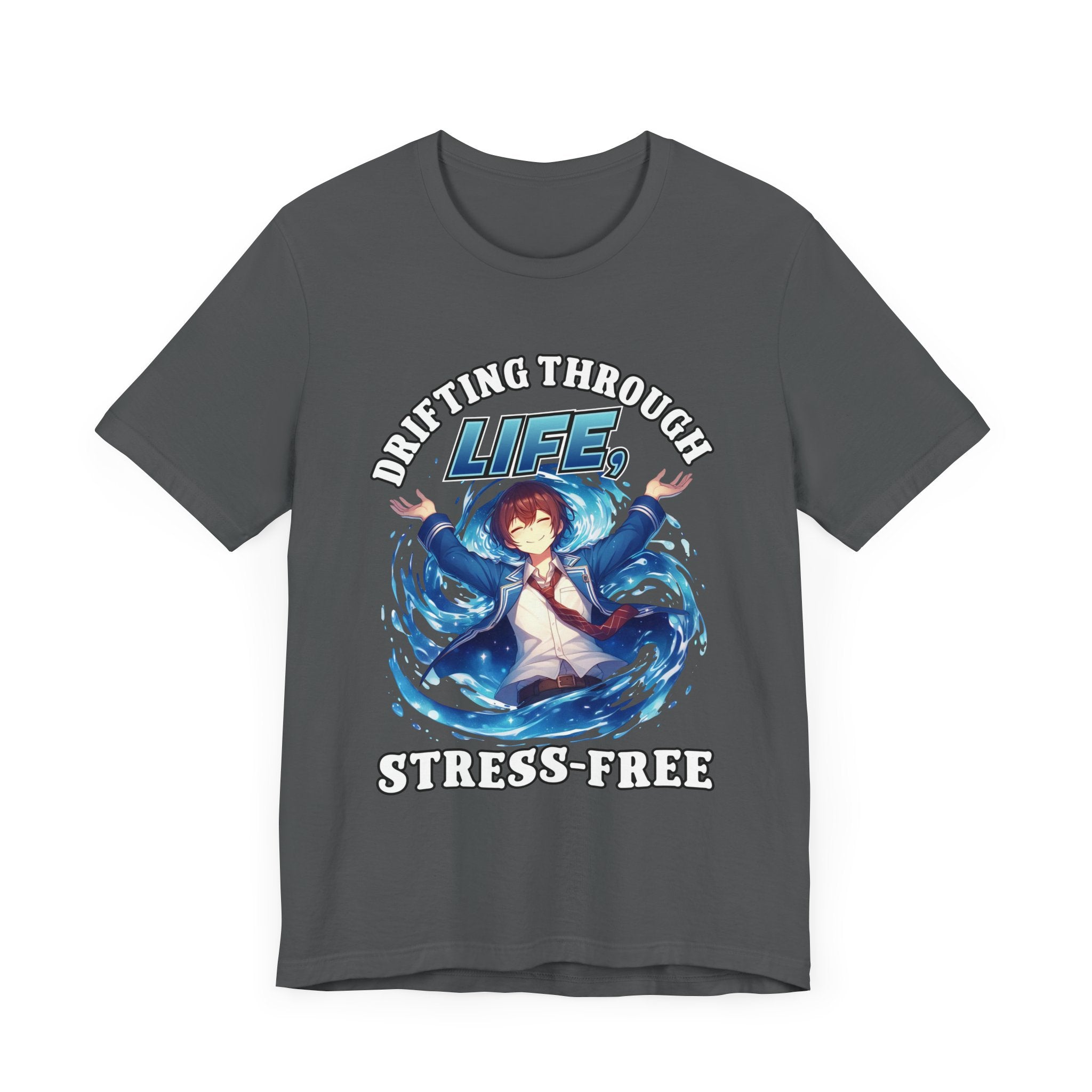 Let Go And Let Flow Shirt, Tranquil Anime Boy Tee, Water Energy Graphic T Shirt, Spiritual Release Apparel, Calm Vibes Minimalist Top