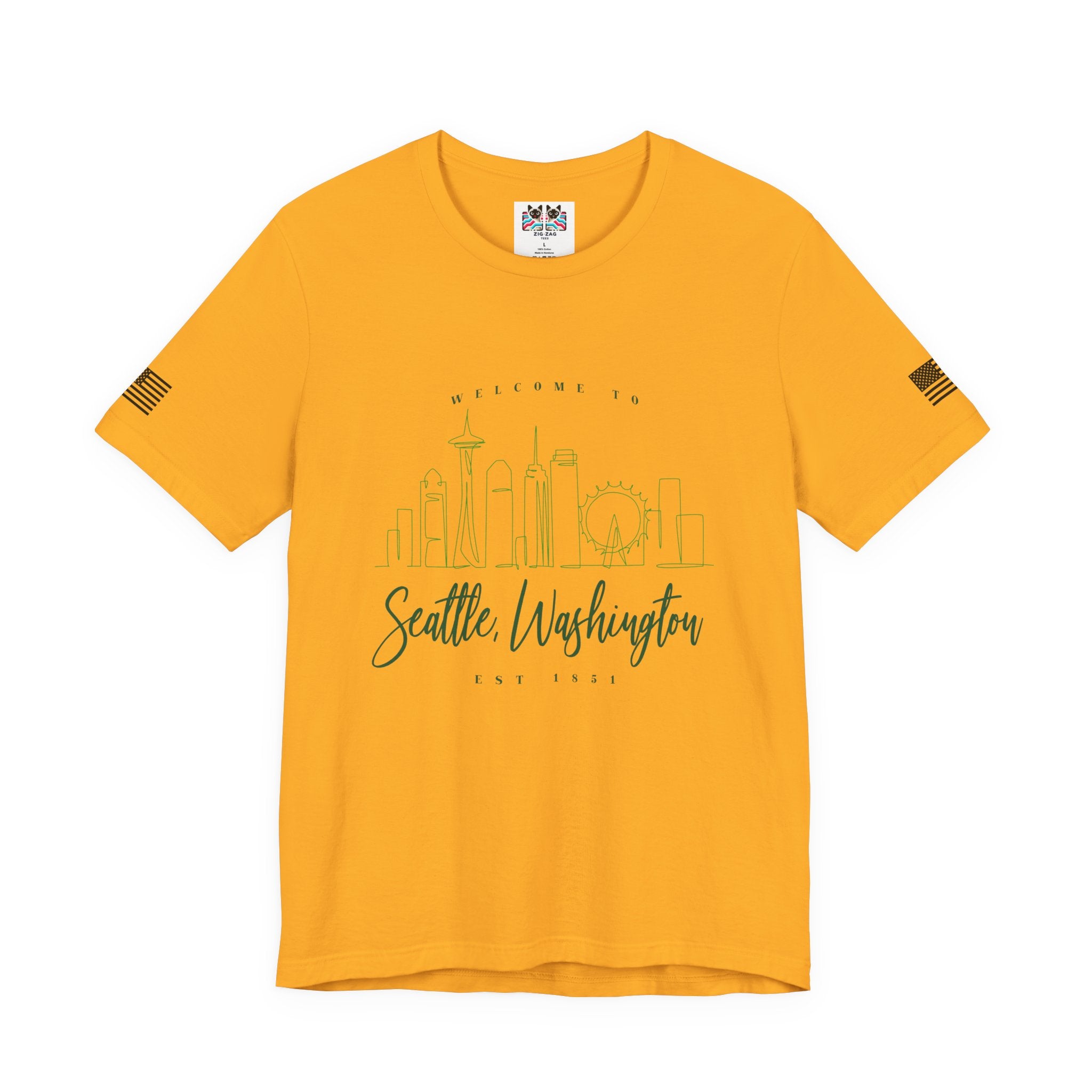 Welcome to Seattle Washington Minimalist Skyline T-Shirt | Seattle EST 1851 Line Art Tee | Pacific Northwest Gift