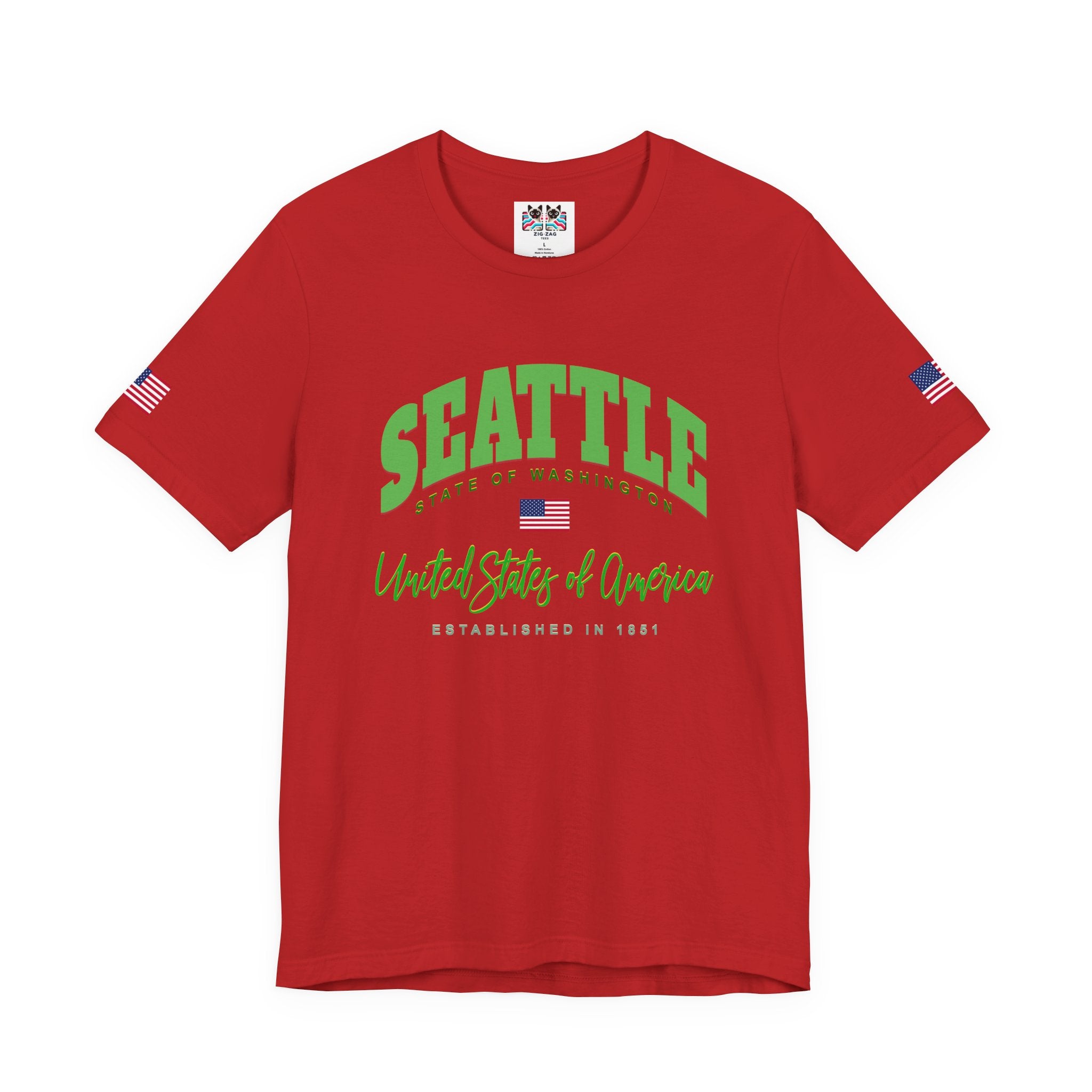 Seattle State of Washington United States of America EST 1851 Collegiate T-Shirt | Patriotic Seattle Tee