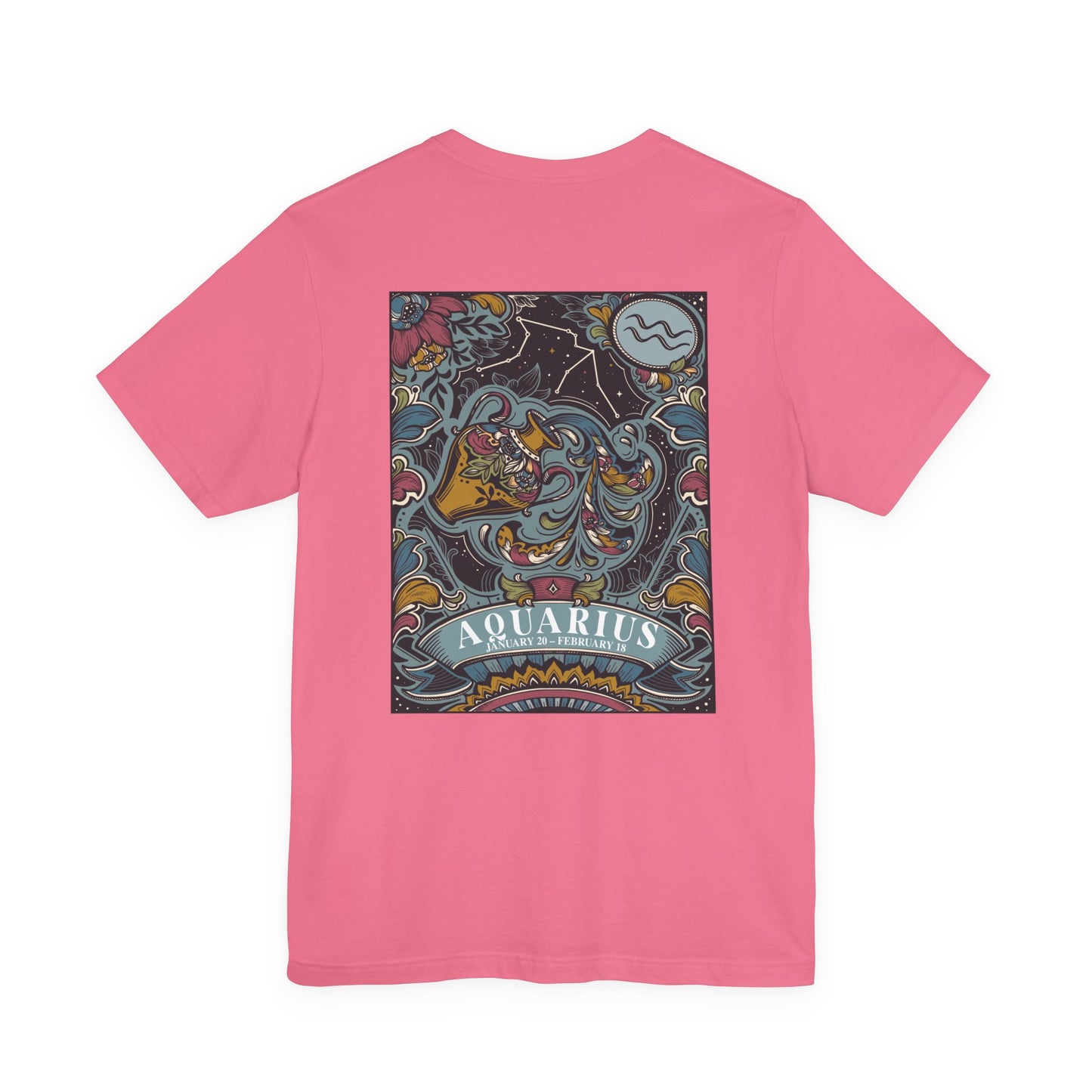 Aquarius Constellation & Floral Zodiac T-Shirt – January 20 to February 18