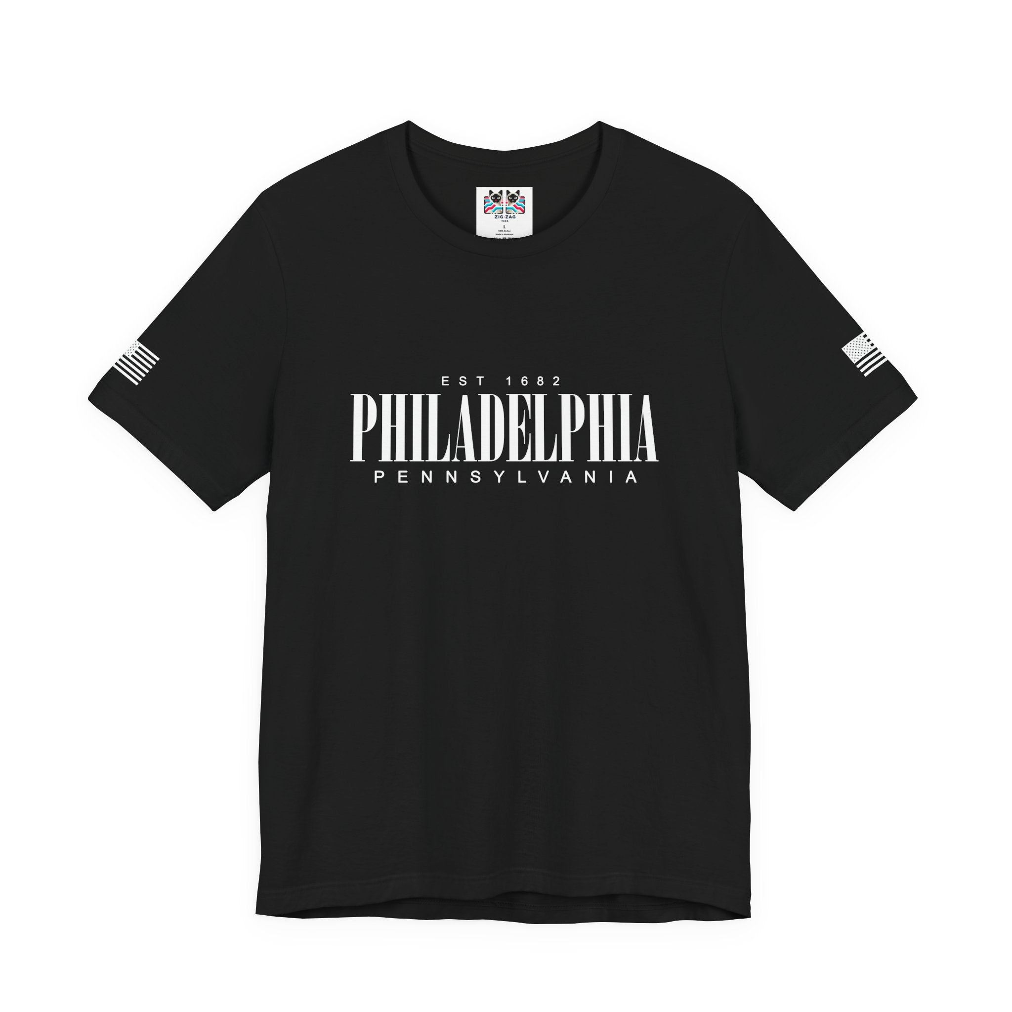 Philadelphia Pennsylvania EST 1682 T-Shirt – Bold Clean Serif Typography Graphic Tee