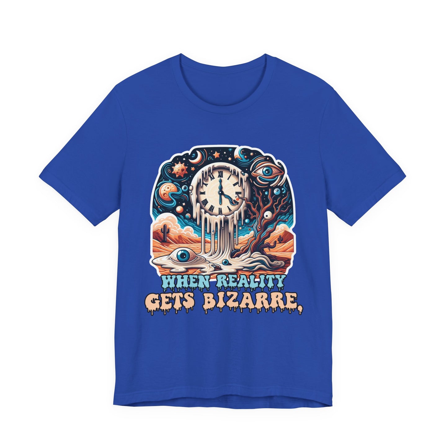 When Reality Becomes Bizarre Tshirt – Surreal Melting Sky, Clocks, and Desert Landscape