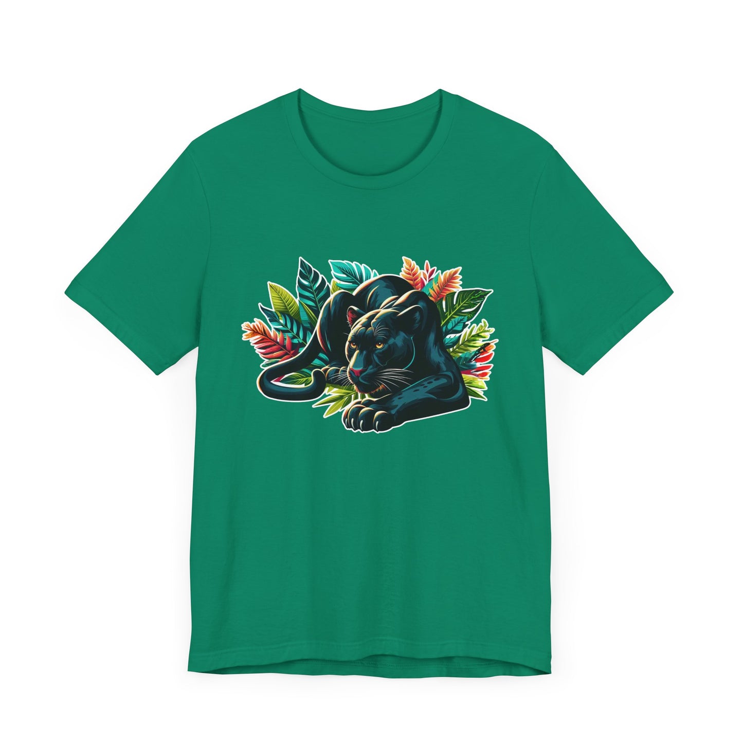 Wild and Beautiful - Black Panther with Claws Out and Jungle Leaves Graphic T-Shirt