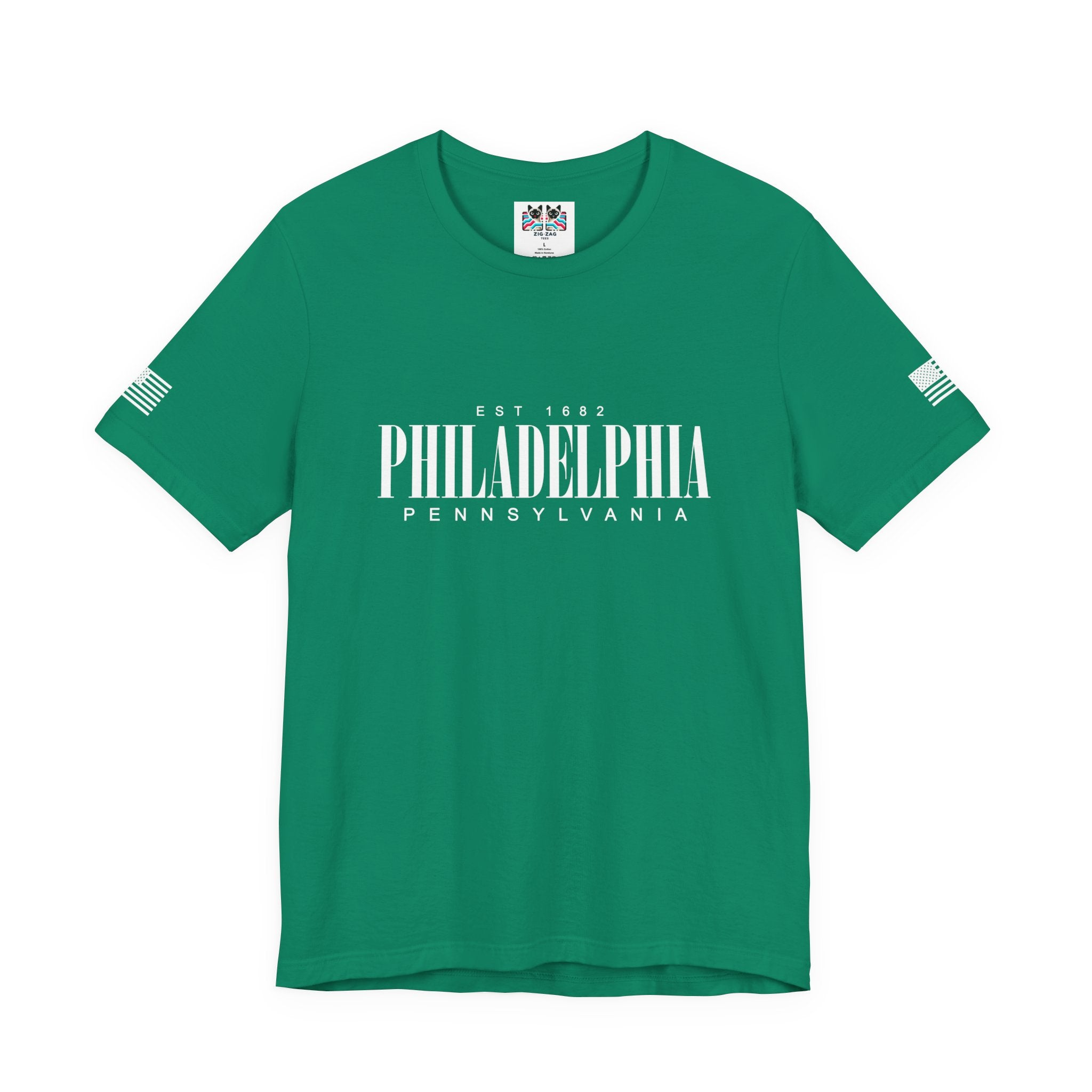Philadelphia Pennsylvania EST 1682 T-Shirt – Bold Clean Serif Typography Graphic Tee