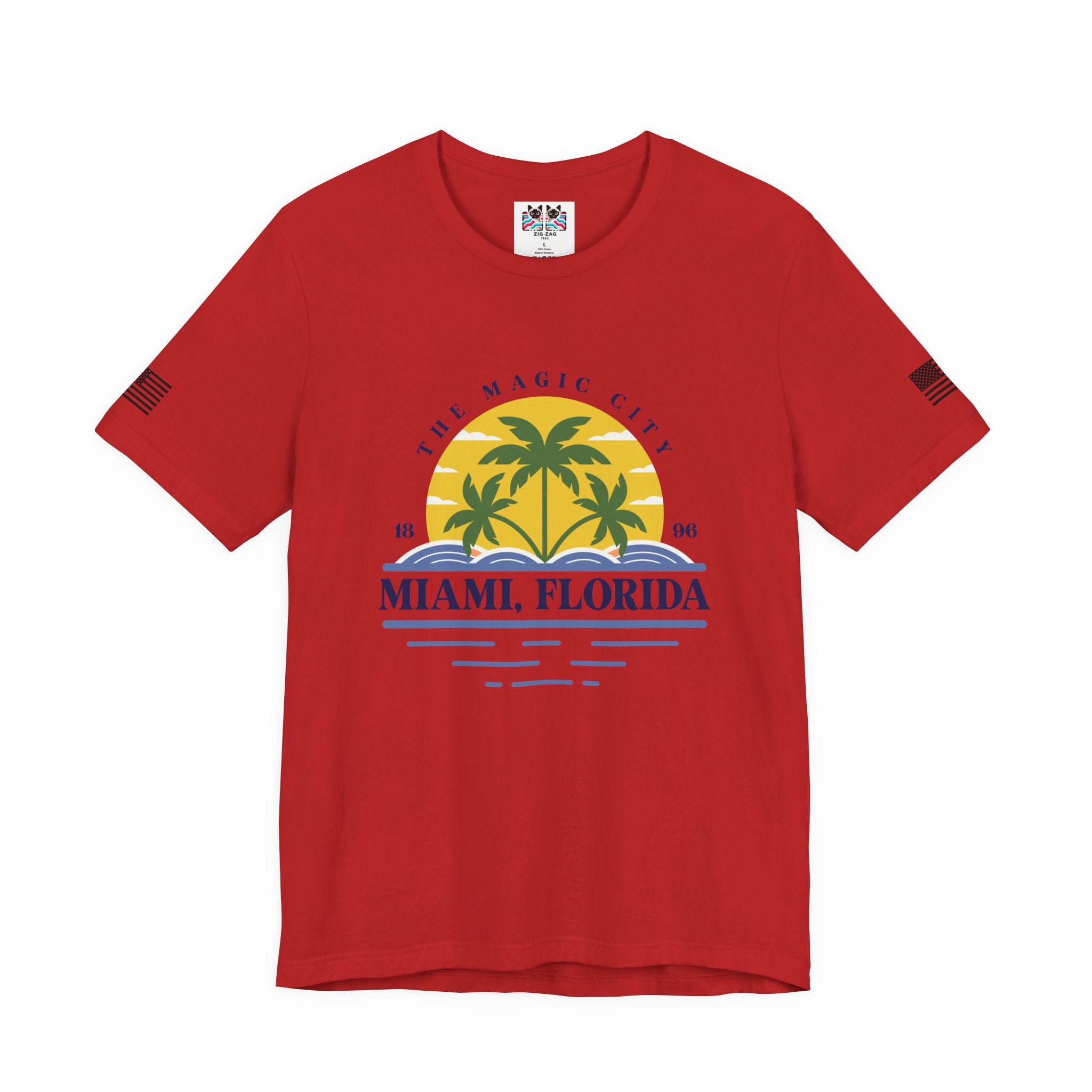 Miami Florida The Magic City T-Shirt – 1896 Palm Tree Sunset Retro Circle Tee