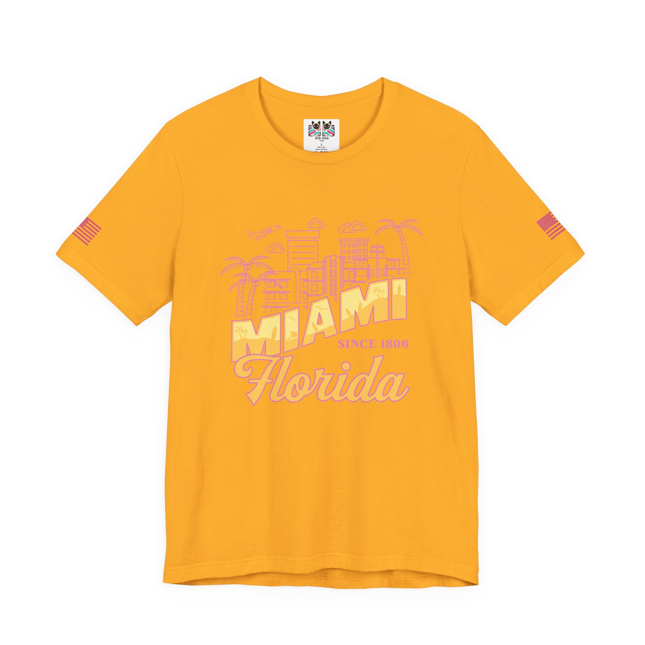Miami Since 1896 Florida T-Shirt – Art Deco Skyline Line Art Graphic Tee