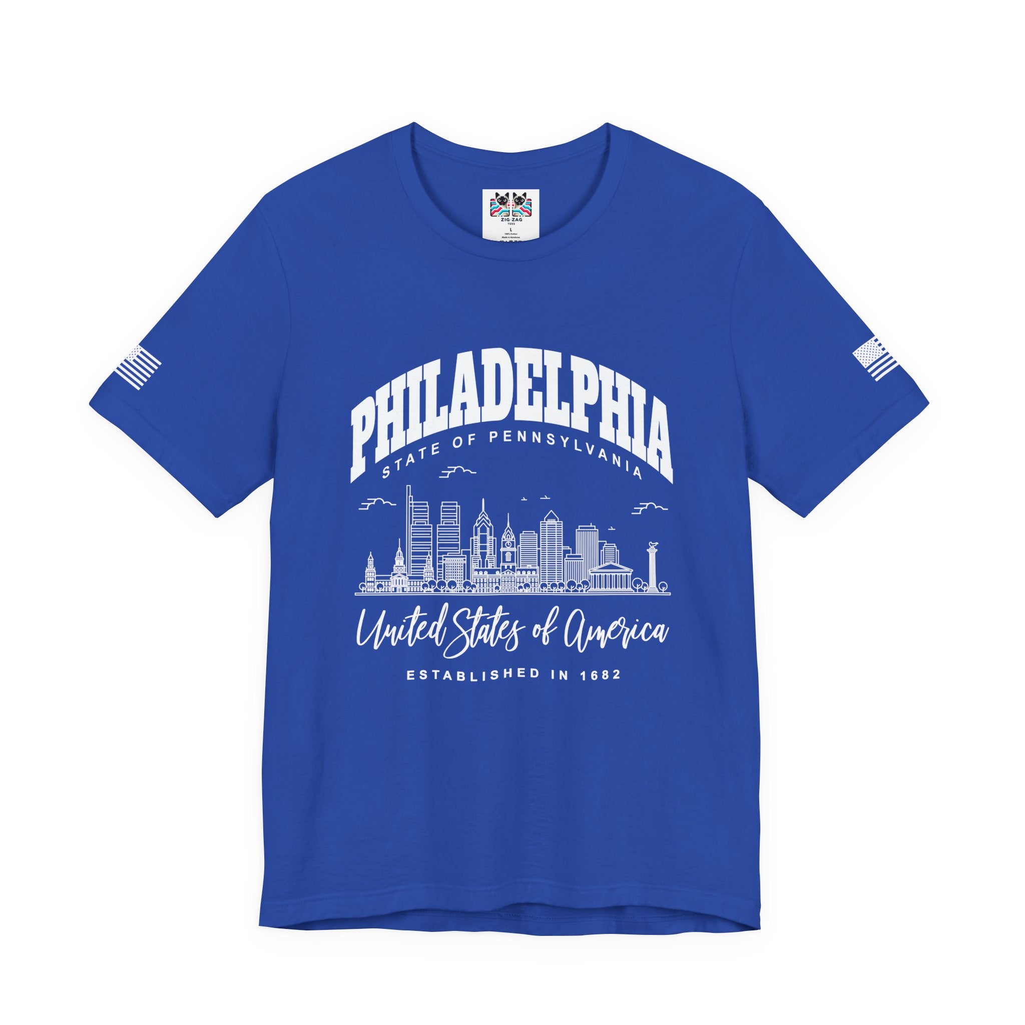 Philadelphia State of Pennsylvania T-Shirt – Skyline United States of America Established 1682 Graphic Tee