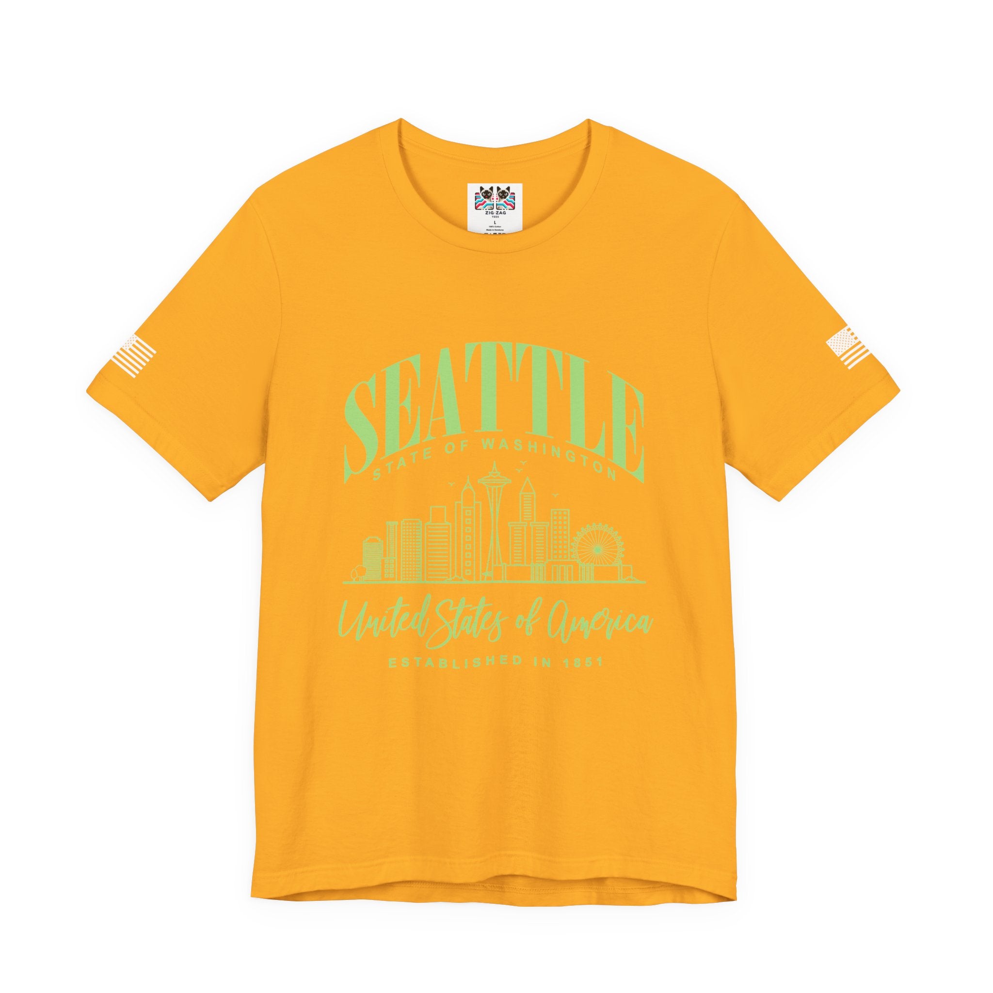 Seattle State of Washington Arch Skyline T-Shirt | United States of America EST 1851 Tee | Evergreen State Shirt