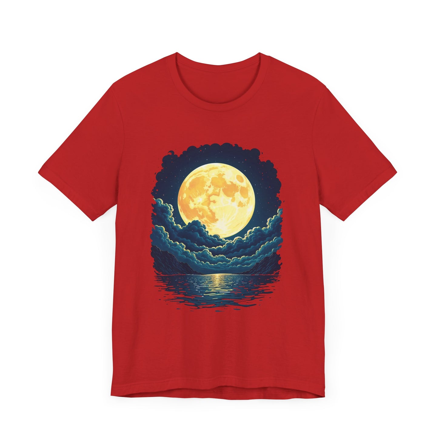 Full Moon Over Water T-Shirt – Night Sky and Clouds Graphic Tee