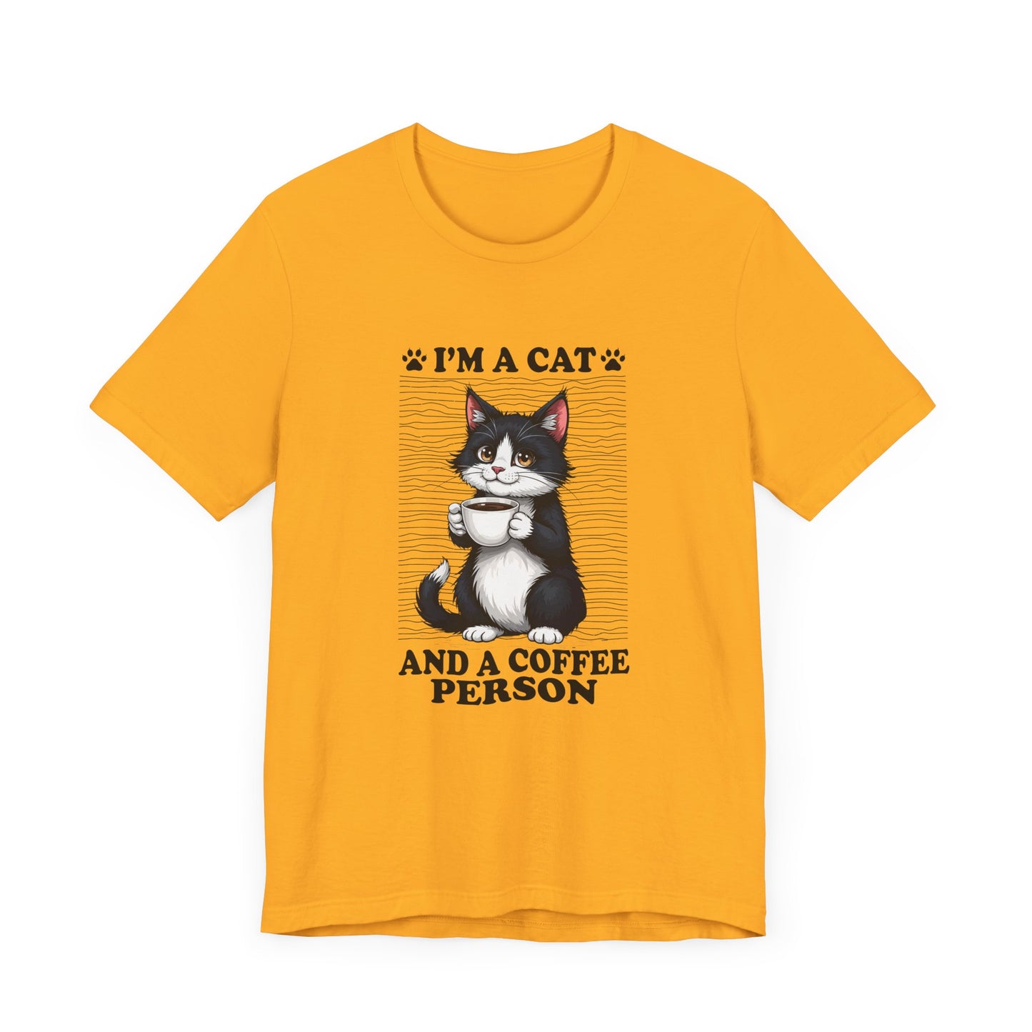 Cat and Coffee Person T-Shirt – Cute Cat Holding Coffee Cup Tee