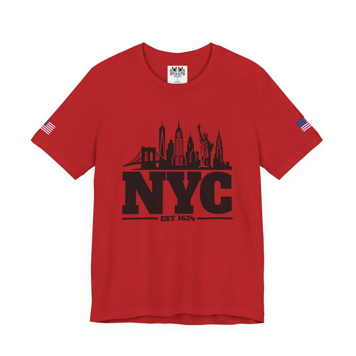 NYC Skyline Silhouette T-Shirt - Black & White New York City Est 1624 Minimalist