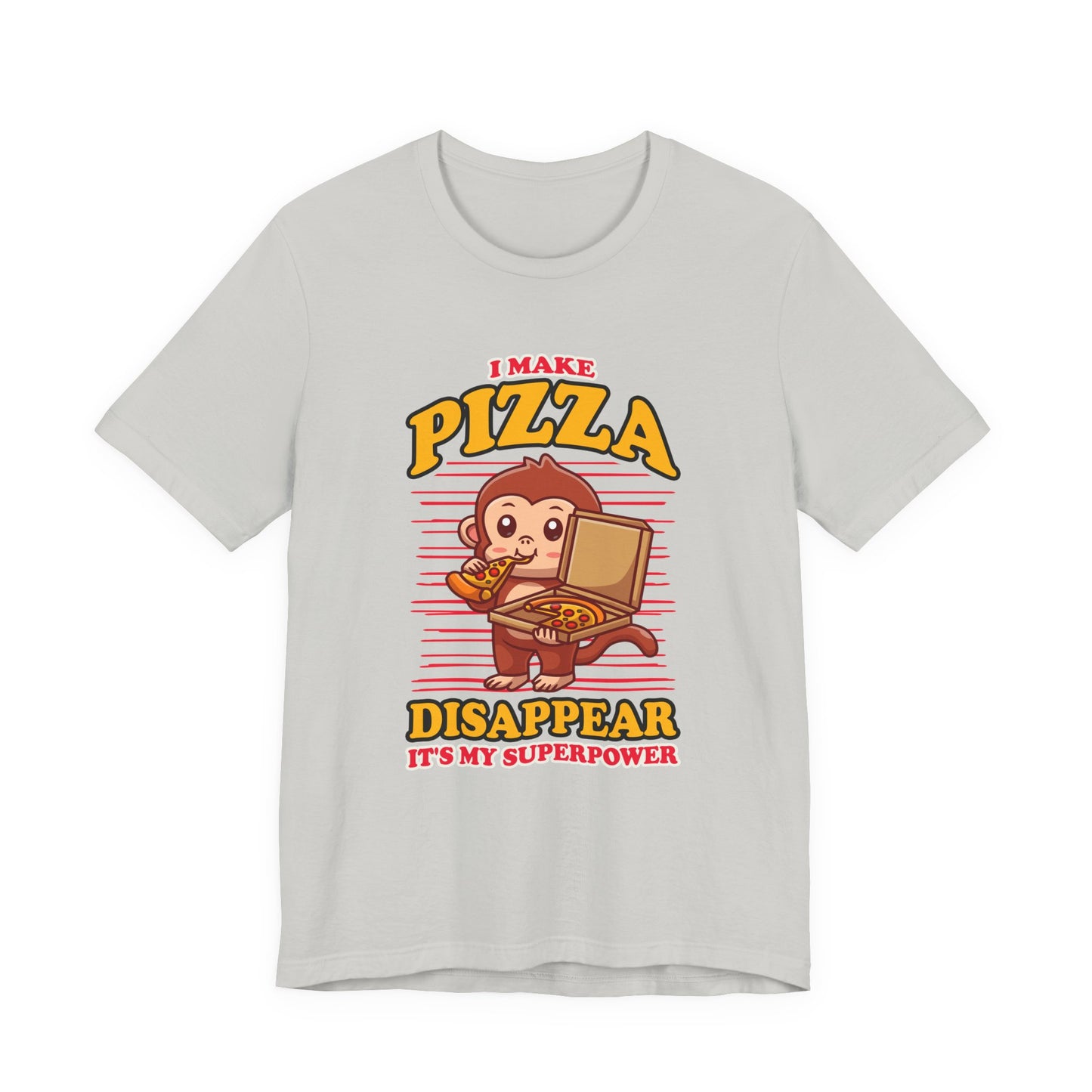 I Make Pizza Disappear T-Shirt – Funny Monkey With Pizza Box and Slice Graphic Tee