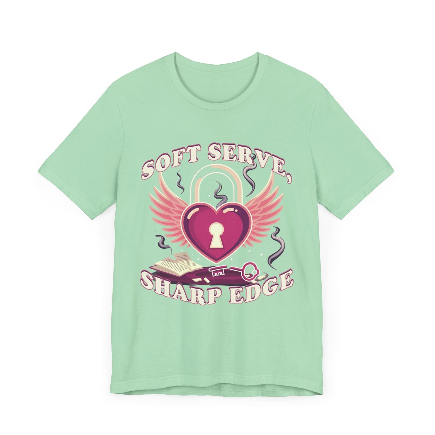 Soft Serve, Sharp Edge | Heart Lock, Wings & Broken Key Graphic T-Shirt