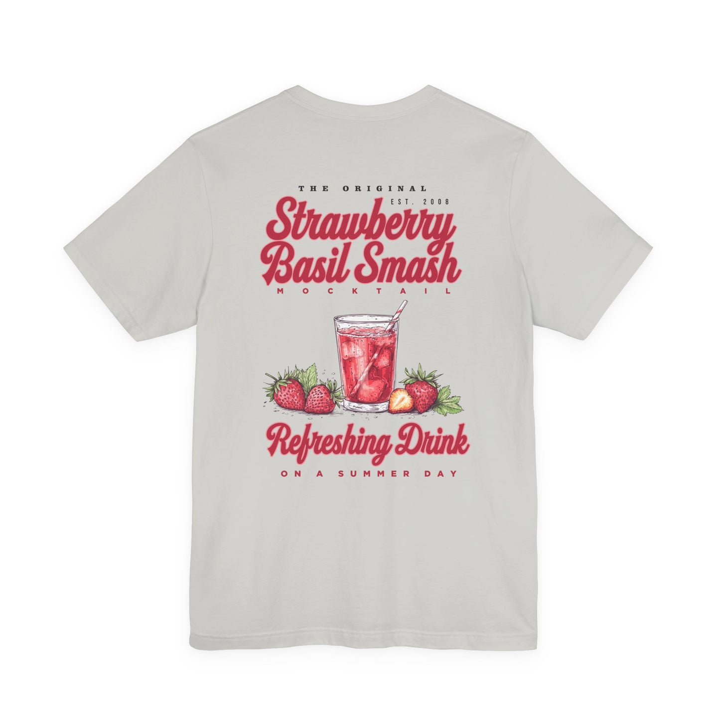 Strawberry Basil Smash Mocktail T-Shirt – Featuring Vibrant Summer Drink Graphic