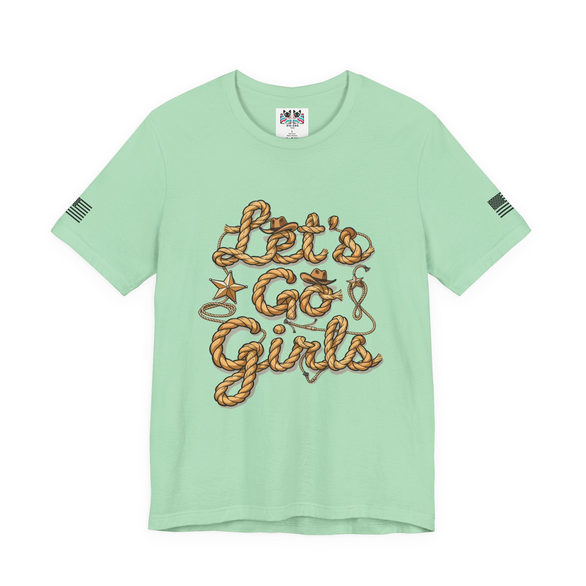 Let's Go Girls T-Shirt – Western Rope Lasso Typography Cowboy Hat Star Graphic Tee