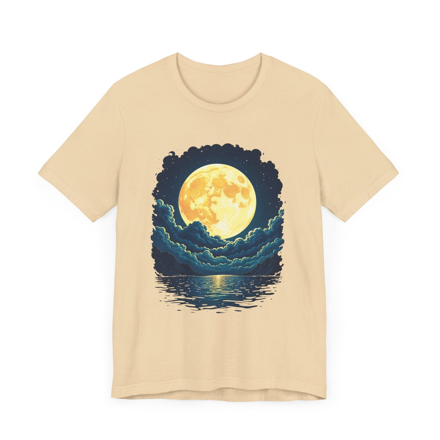 Full Moon Over Water T-Shirt – Night Sky and Clouds Graphic Tee