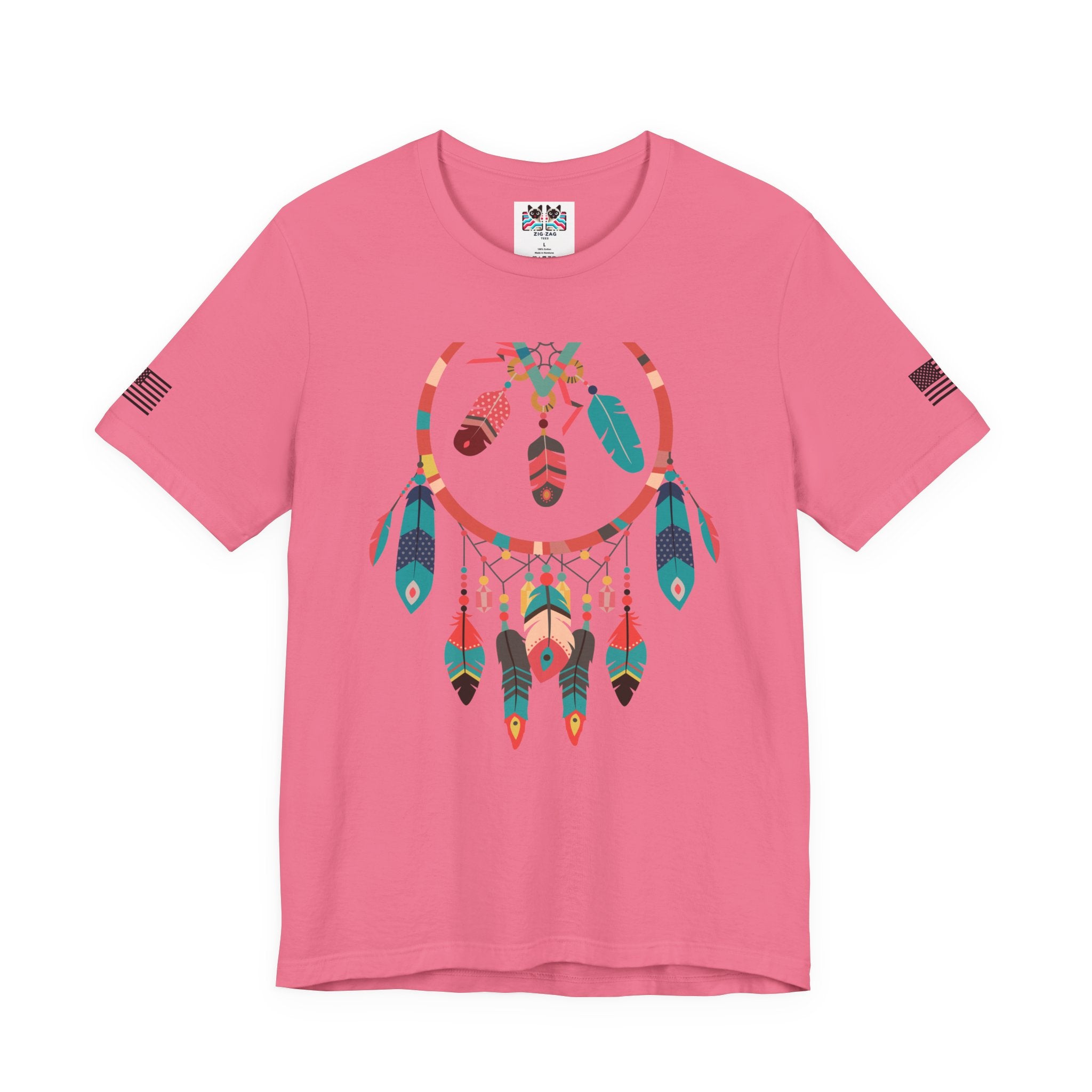 Dream Catcher Graphic T-Shirt – Vibrant Boho Feathers Spiritual Native Inspired Tee