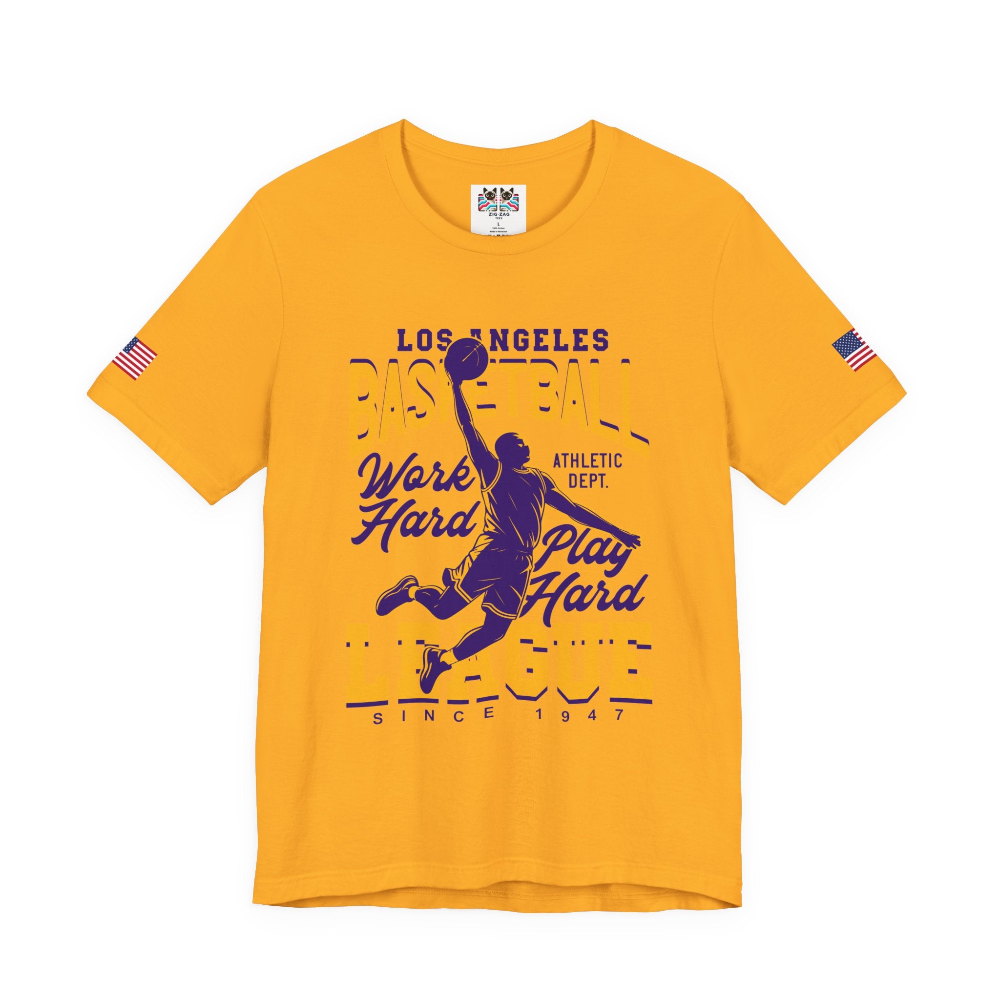 Los Angeles Basketball League T-Shirt – Work Hard Play Hard Athletic Dept Since 1947 Tee